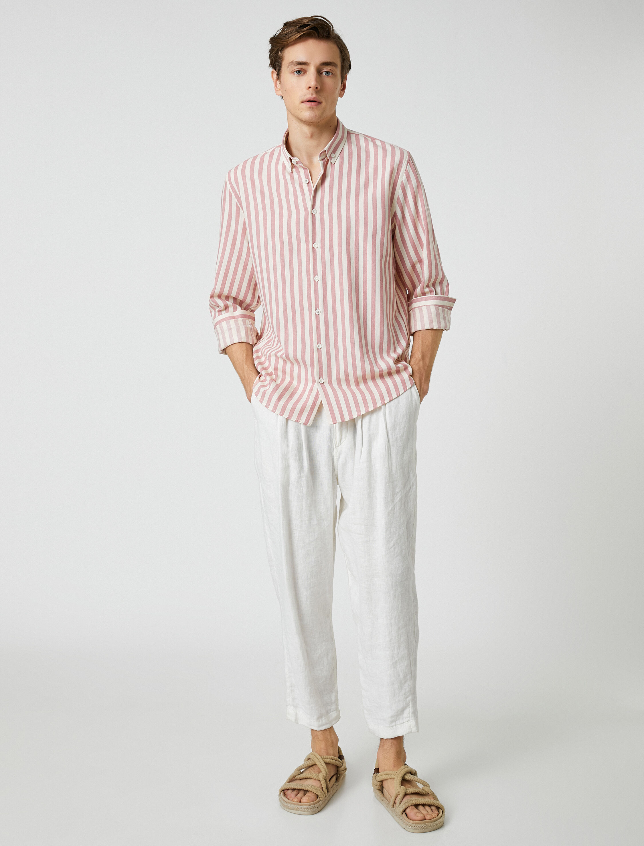   Spor Gömlek Uzun Kollu Klasik Yaka Slim Fit