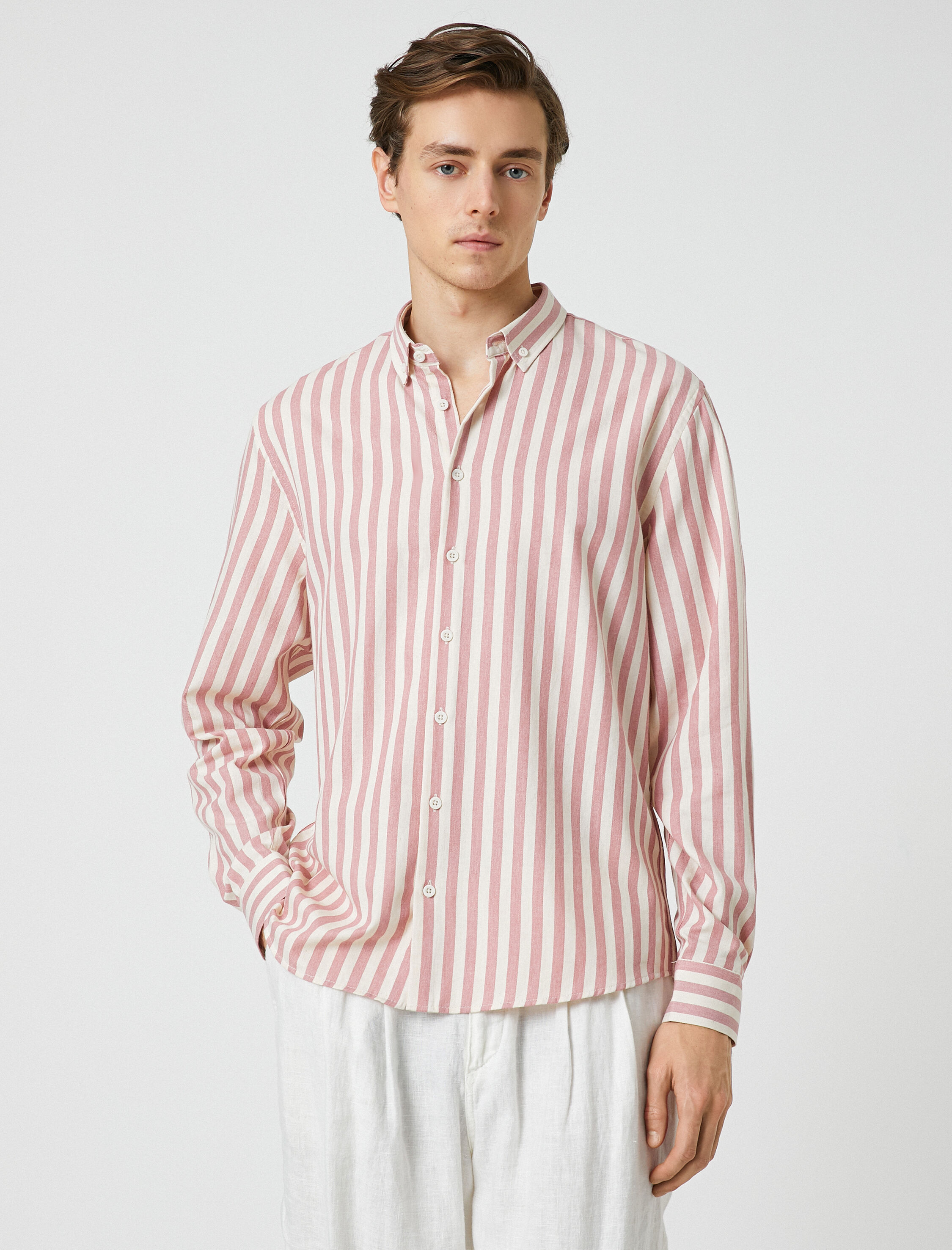   Spor Gömlek Uzun Kollu Klasik Yaka Slim Fit