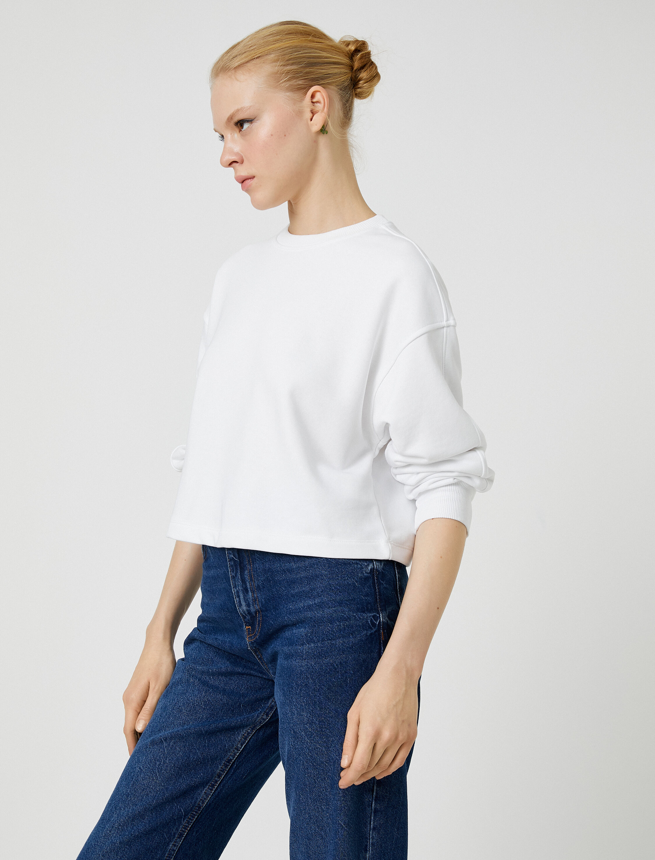  Basic Crop Kalın Sweatshirt