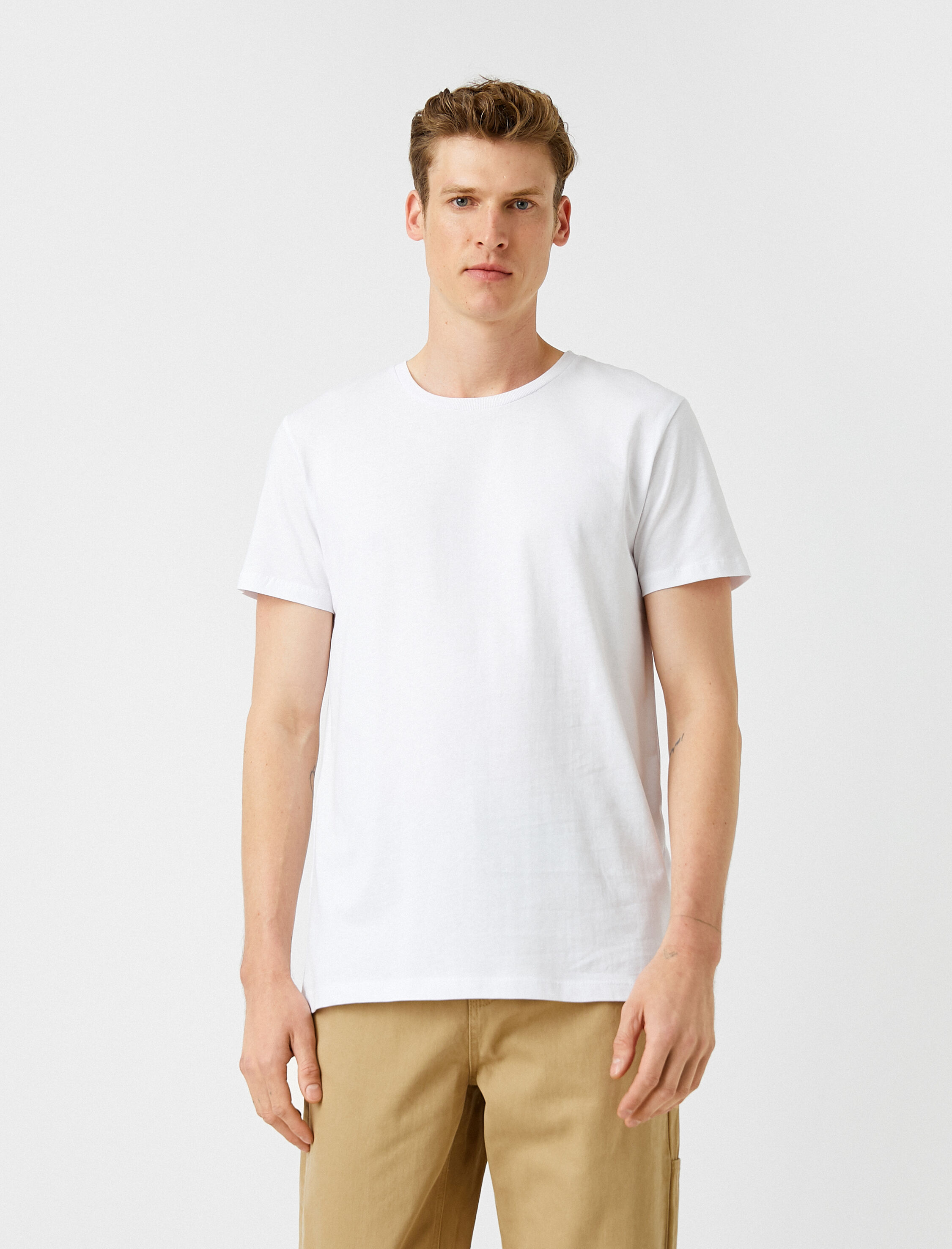   Basic Tişört Kısa Kollu Bisiklet Yaka