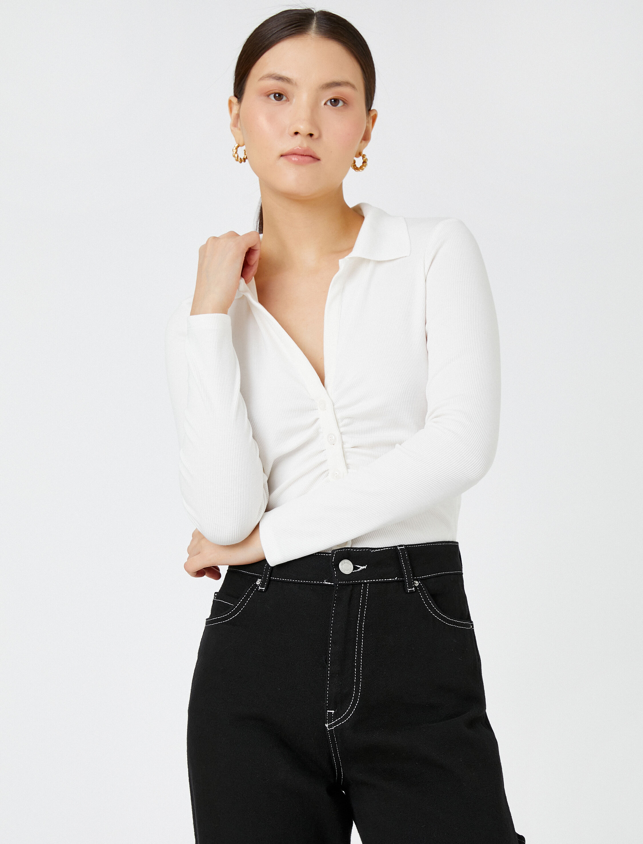   Drapeli Gömlek Uzun Kollu