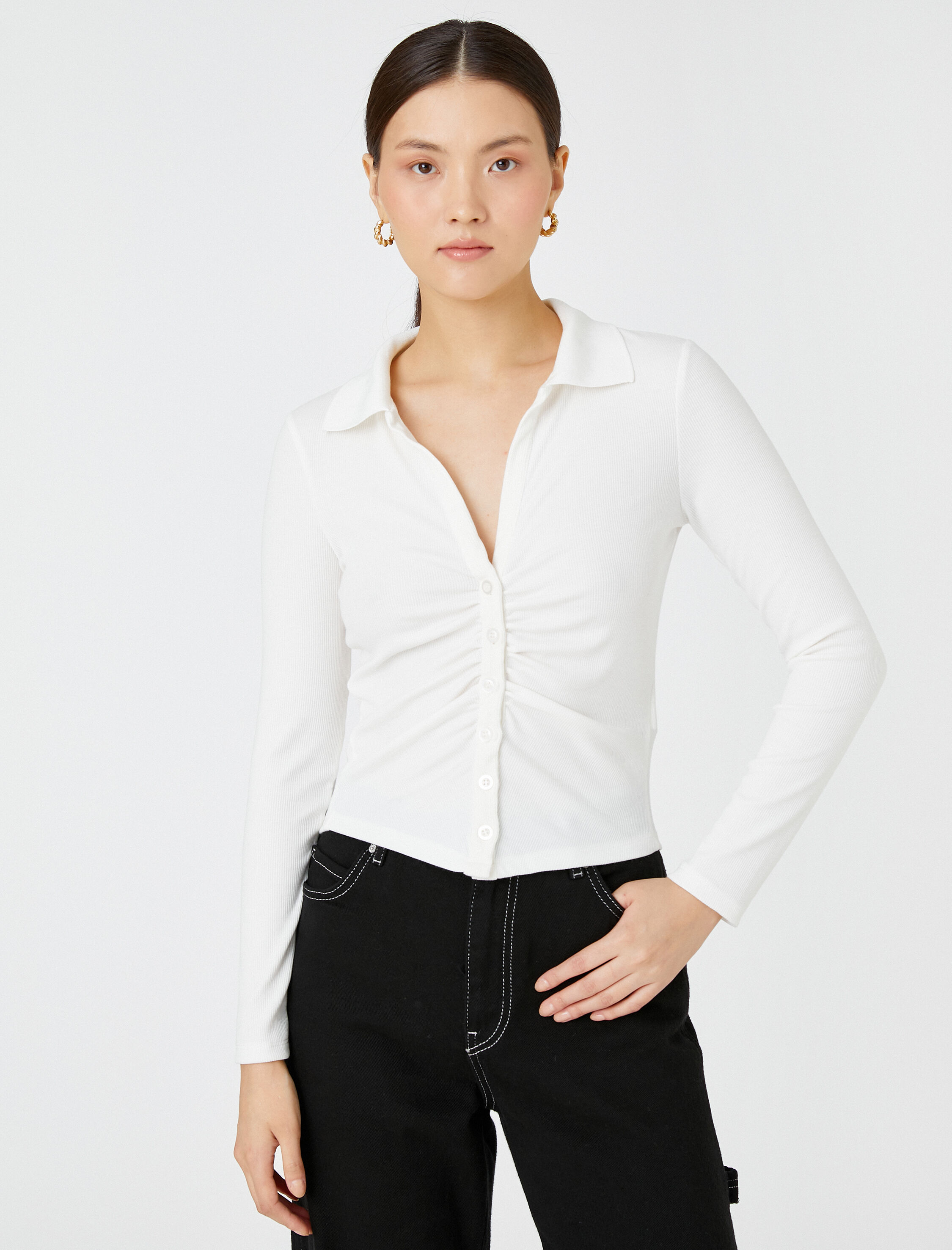   Drapeli Gömlek Uzun Kollu