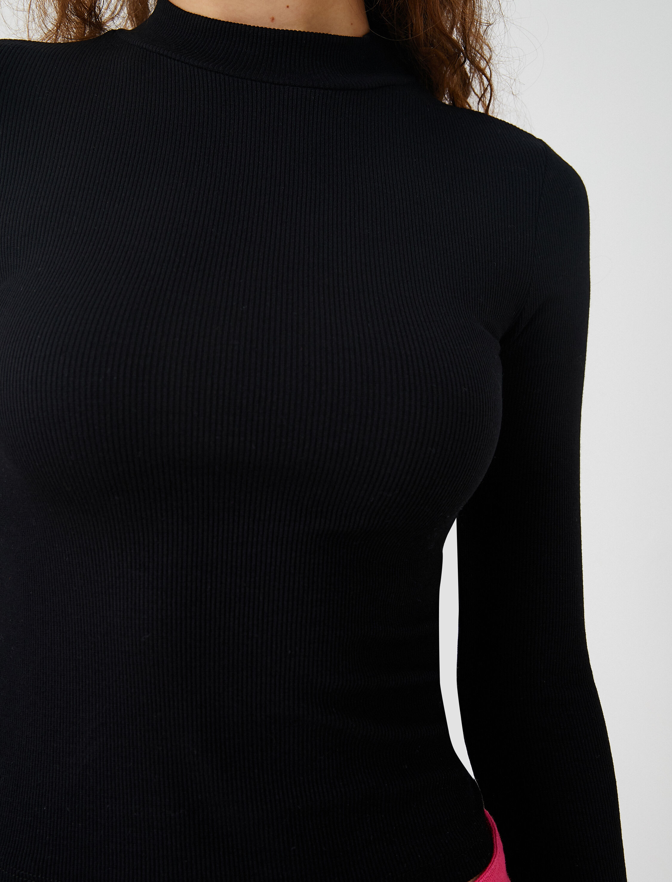   Uzun Kollu Tişört Yarım Balıkçı Yaka