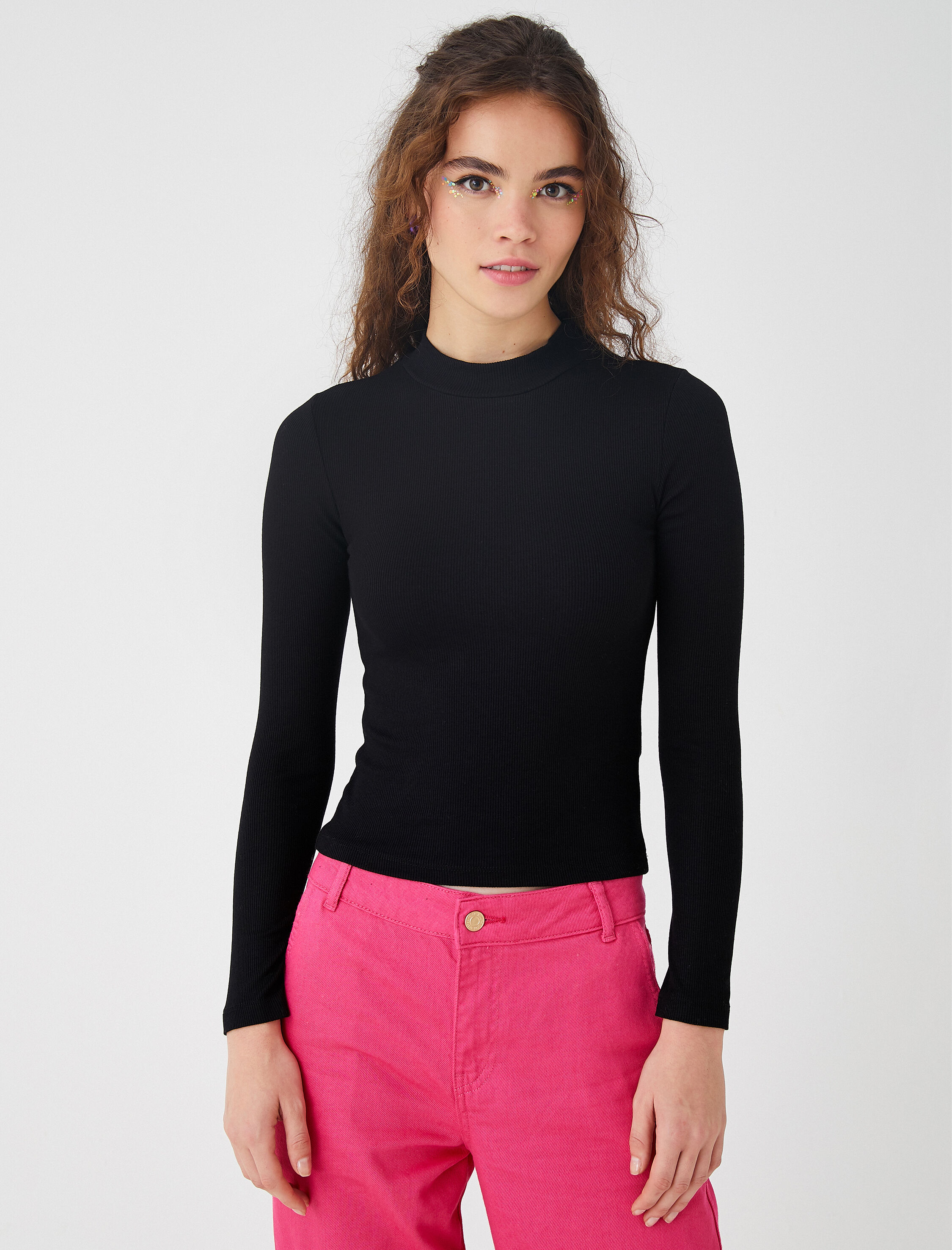   Uzun Kollu Tişört Yarım Balıkçı Yaka