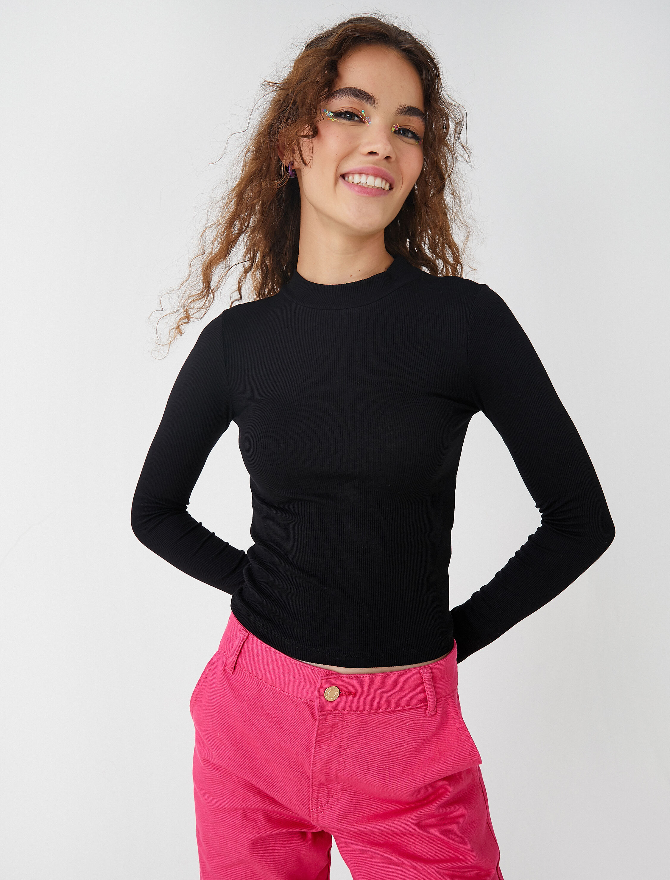   Uzun Kollu Tişört Yarım Balıkçı Yaka