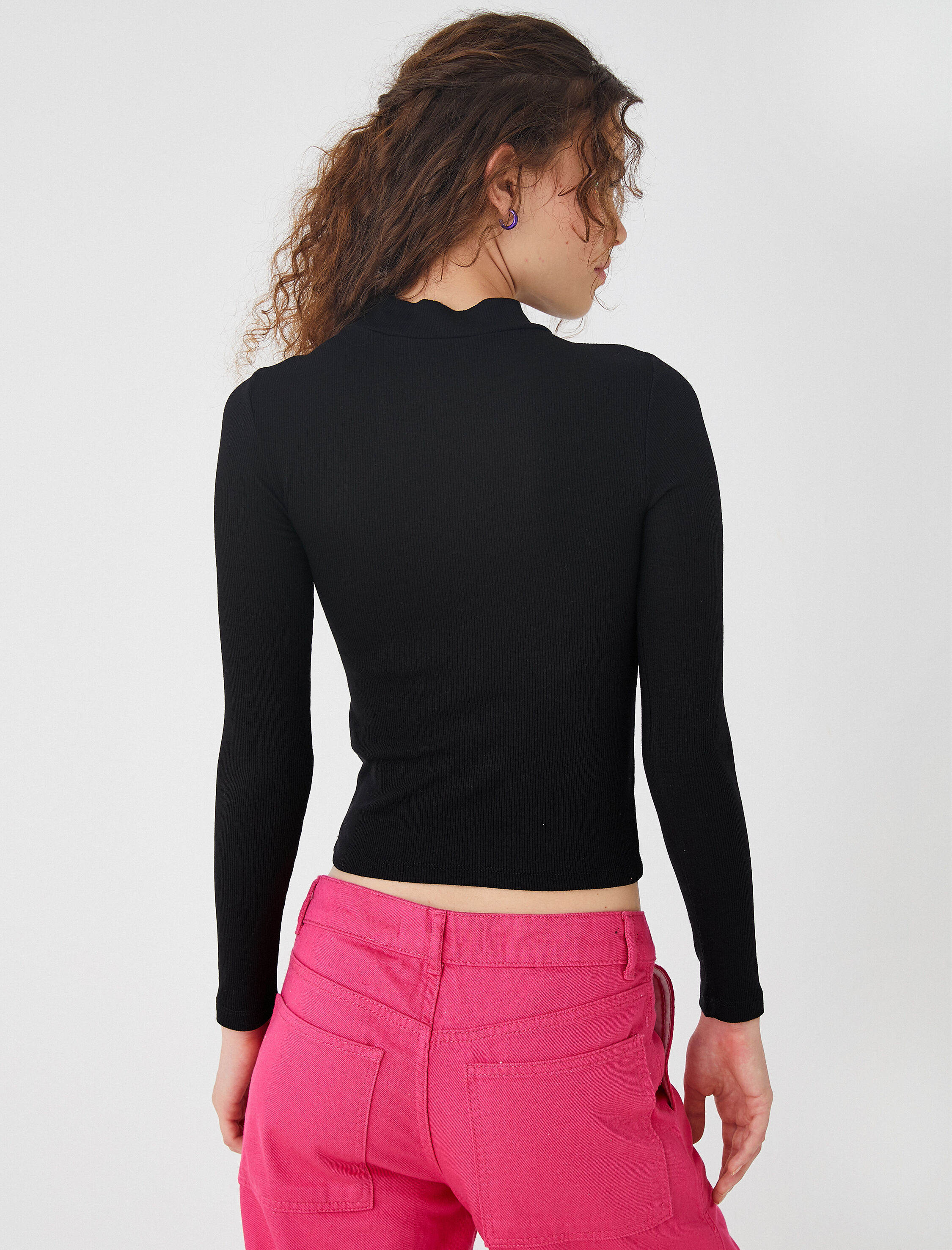   Uzun Kollu Tişört Yarım Balıkçı Yaka