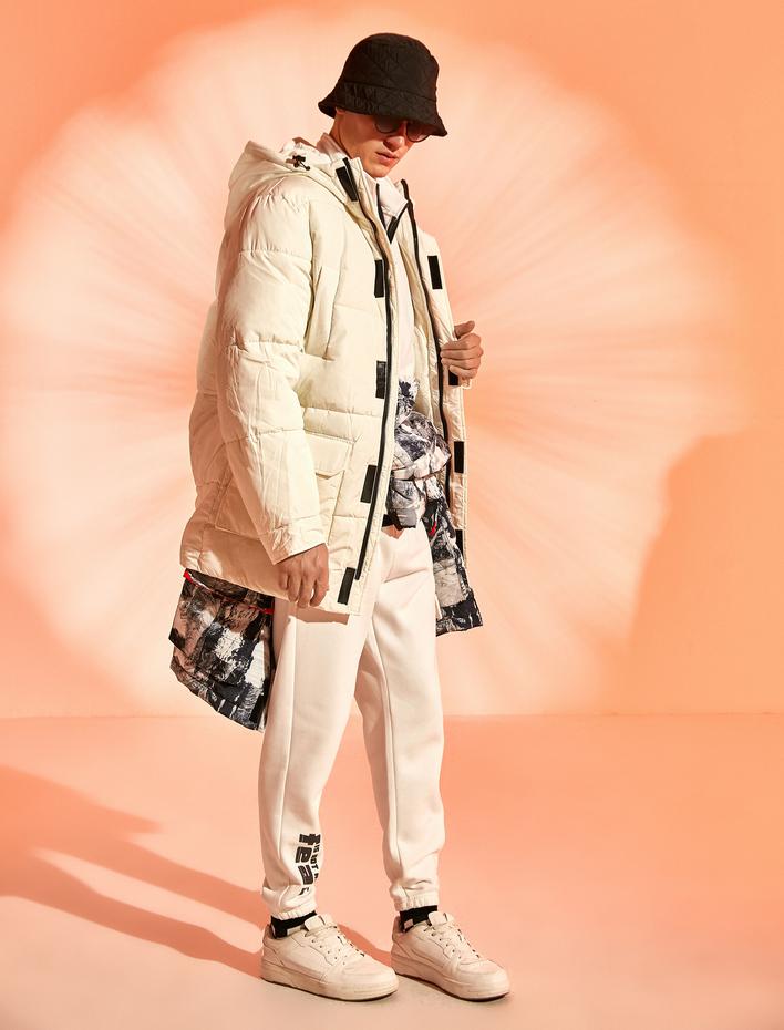  Oversize Şişme Mont Kapşonlu Cep Detaylı Su Geçirmez