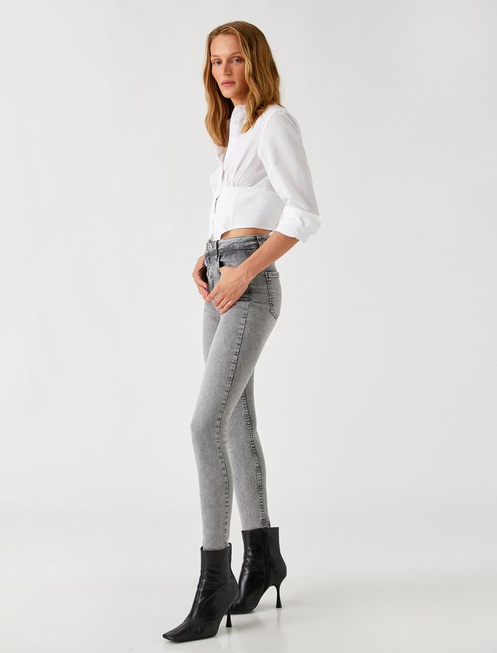  Yüksek Bel Kot Pantolon Dar Paça - Carmen Jean