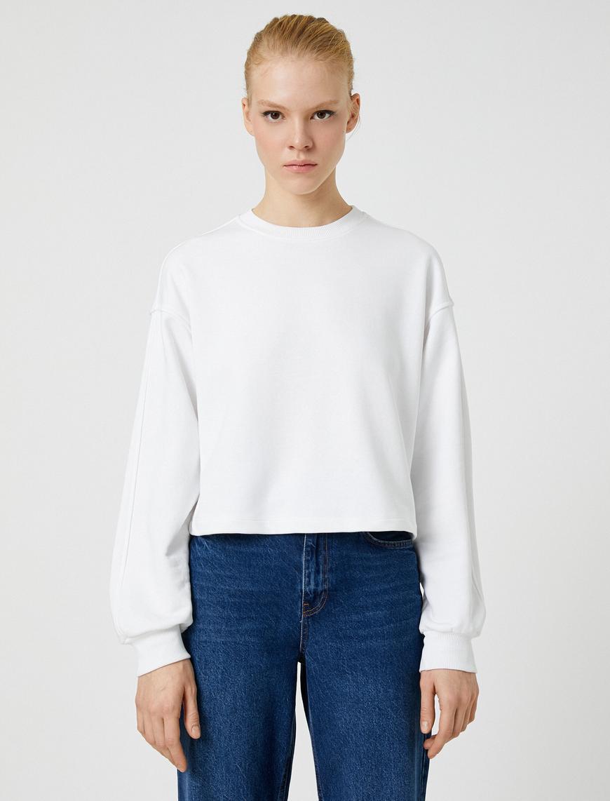   Basic Crop Kalın Sweatshirt