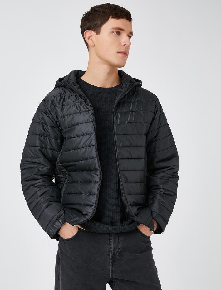  Kapşonlu Şişme Mont Cep Detaylı Su Geçirmez