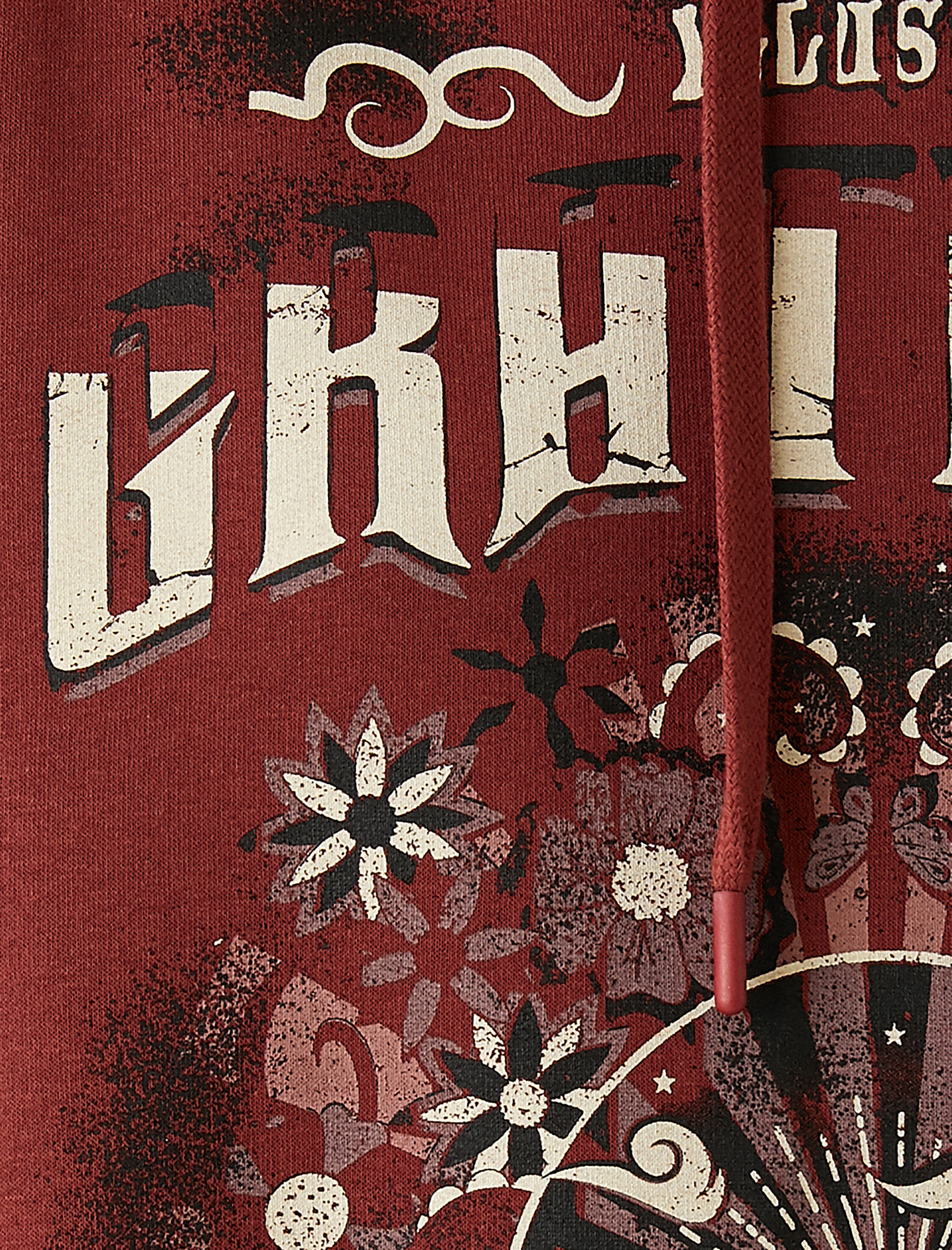   Oversize Baskılı Sweatshirt Kapüşonlu İçi Polarlı