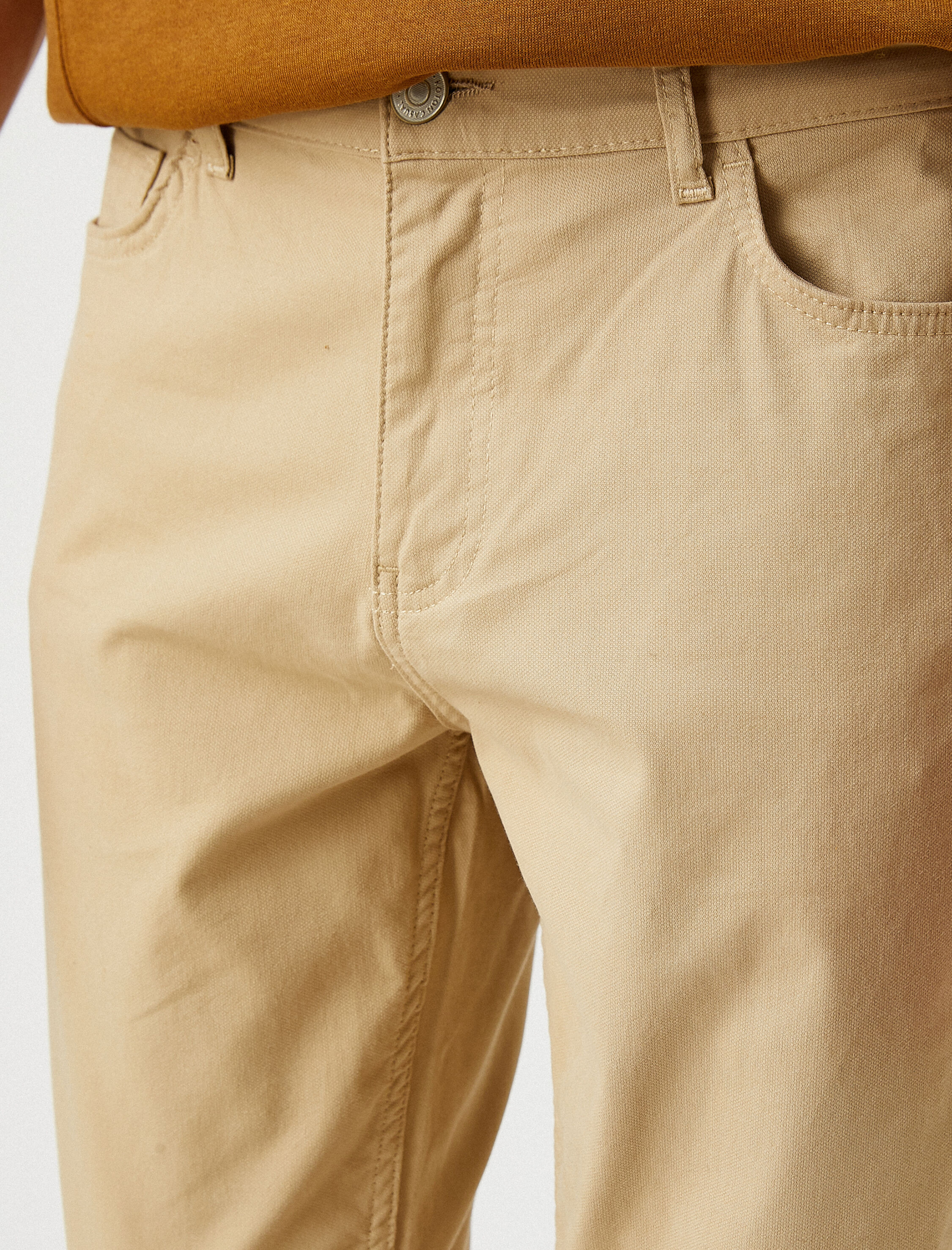   Basic Kanvas Pantolon Cep Detaylı Pamuklu