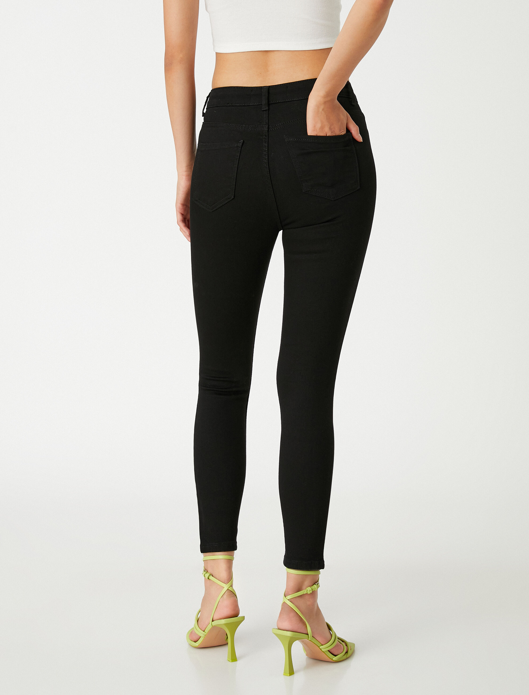   Kot Pantolon Dar Kesim Yüksek Bel Dar Paça