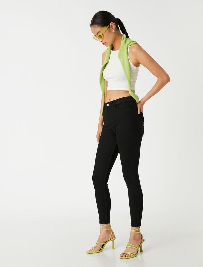  Kot Pantolon Dar Kesim Yüksek Bel Dar Paça