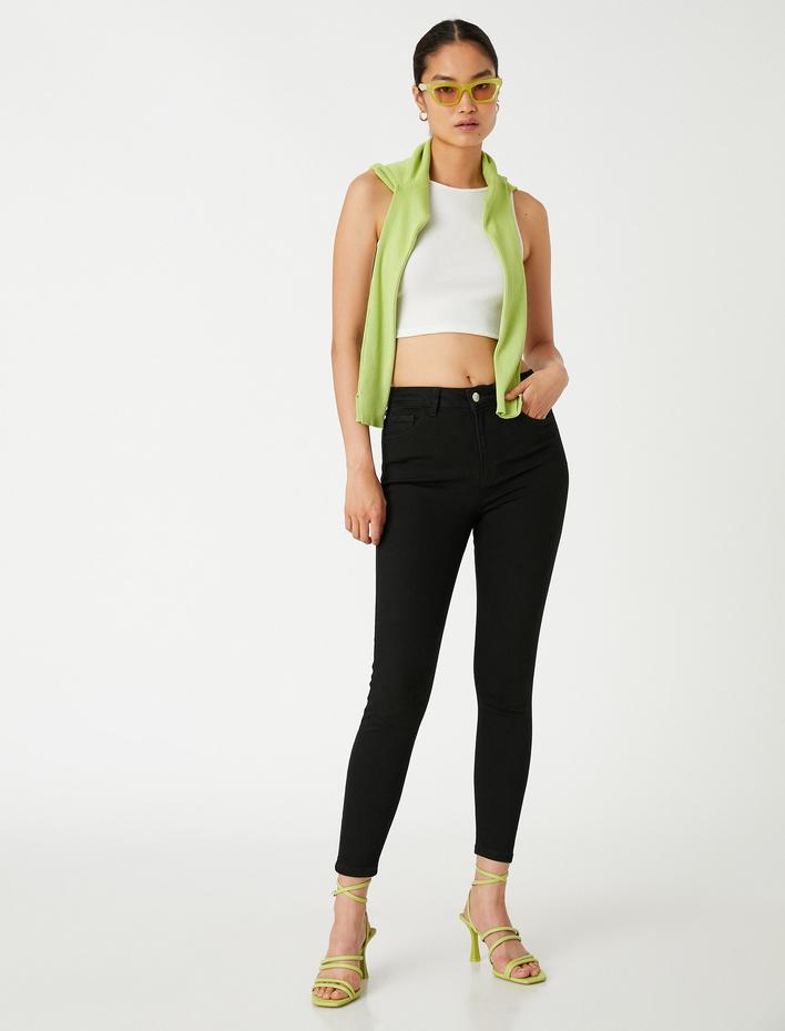  Kot Pantolon Dar Kesim Yüksek Bel Dar Paça