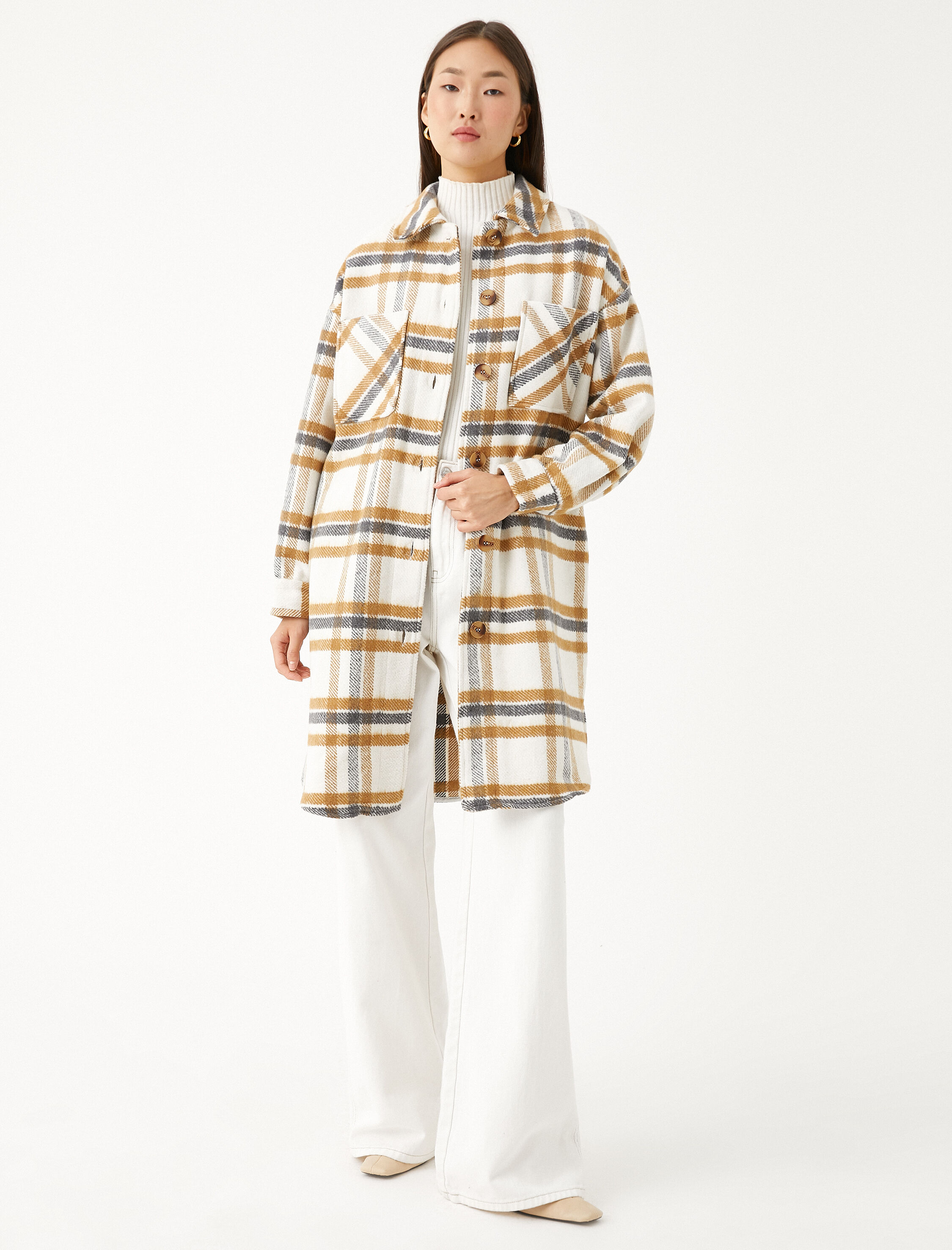   Oversize Gömlek Ceket Cep Detaylı