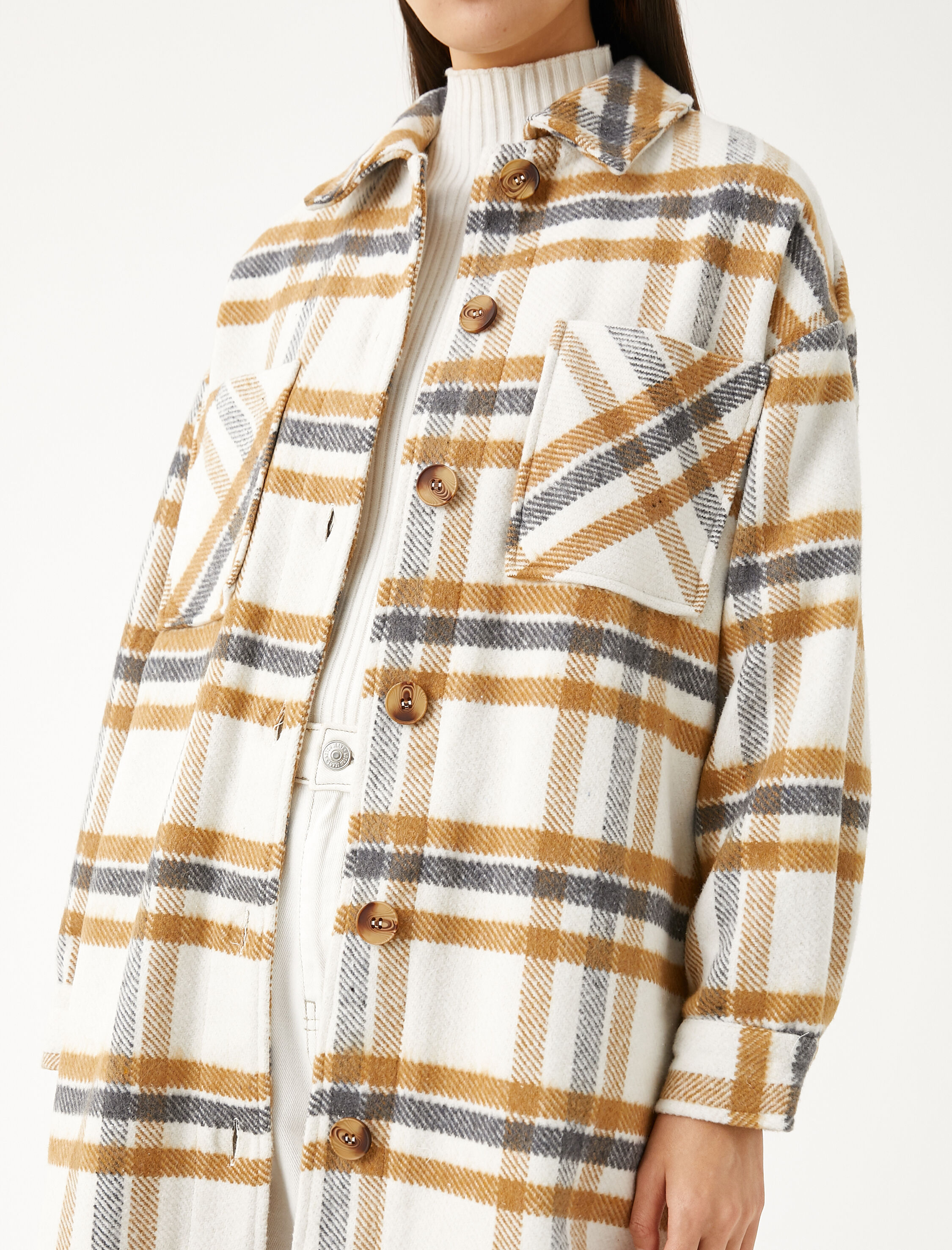   Oversize Gömlek Ceket Cep Detaylı