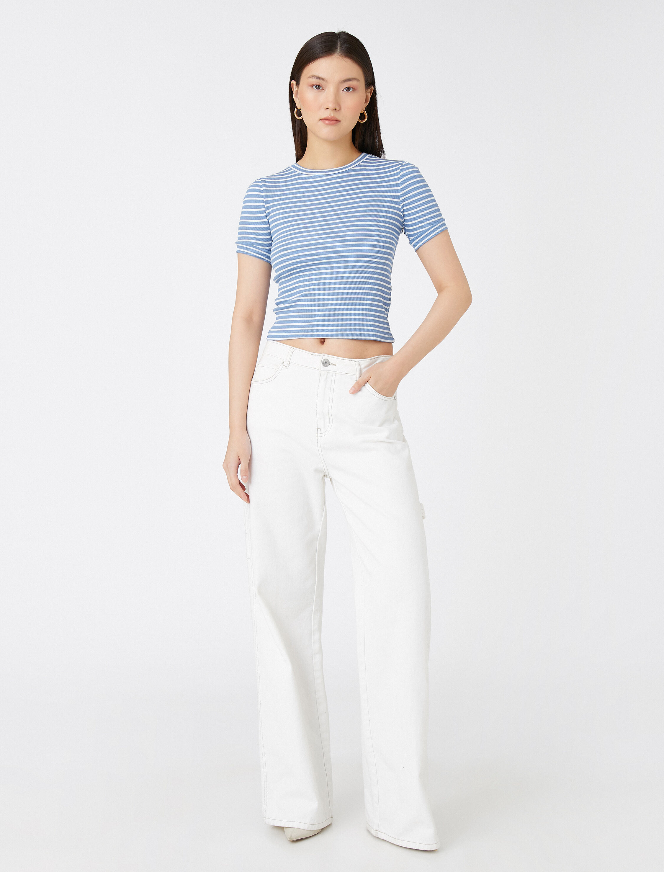   Kısa Kollu Tişört Bisiklet Yaka