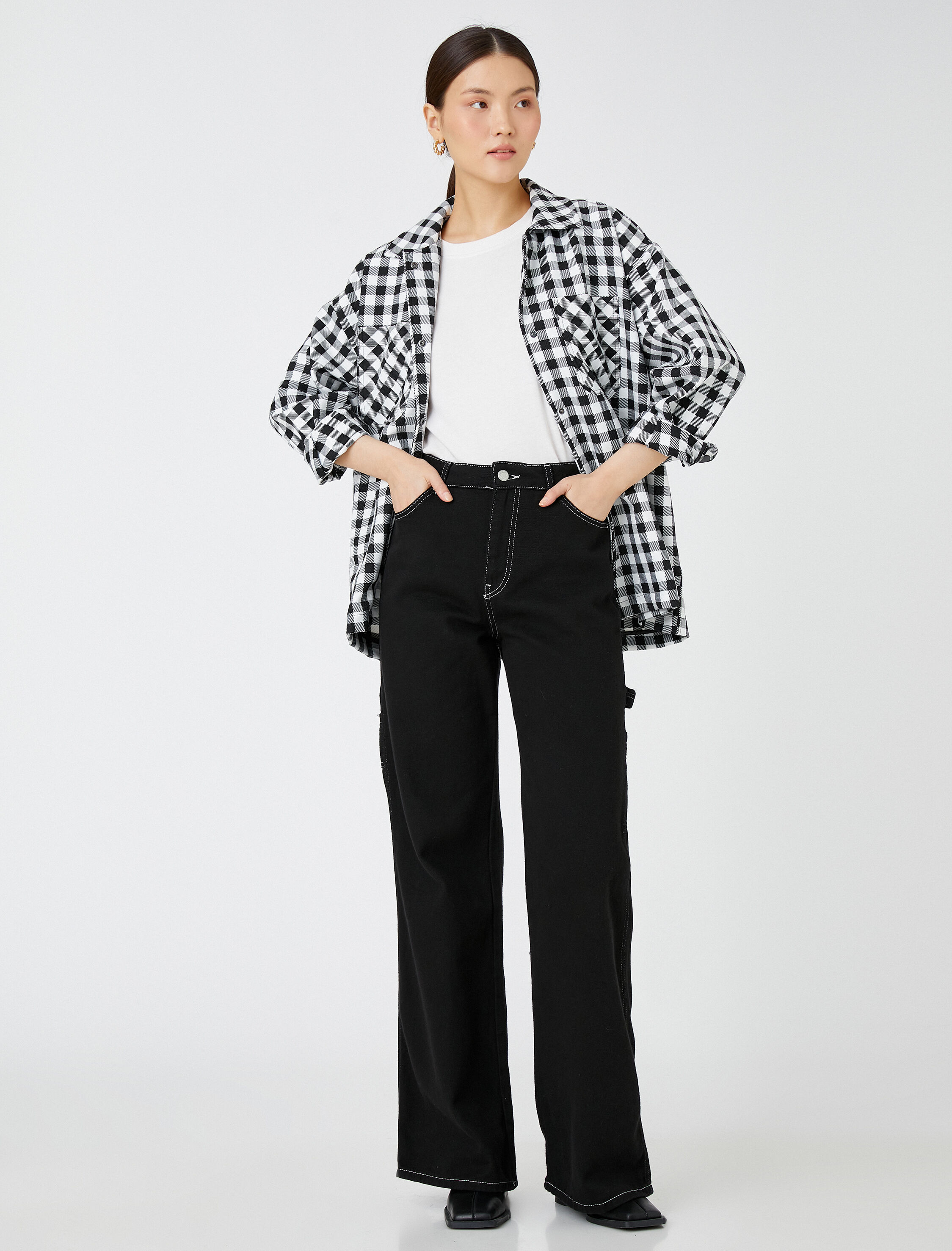   Oversize Gömlek Ceket Cepli Çıtçıtlı