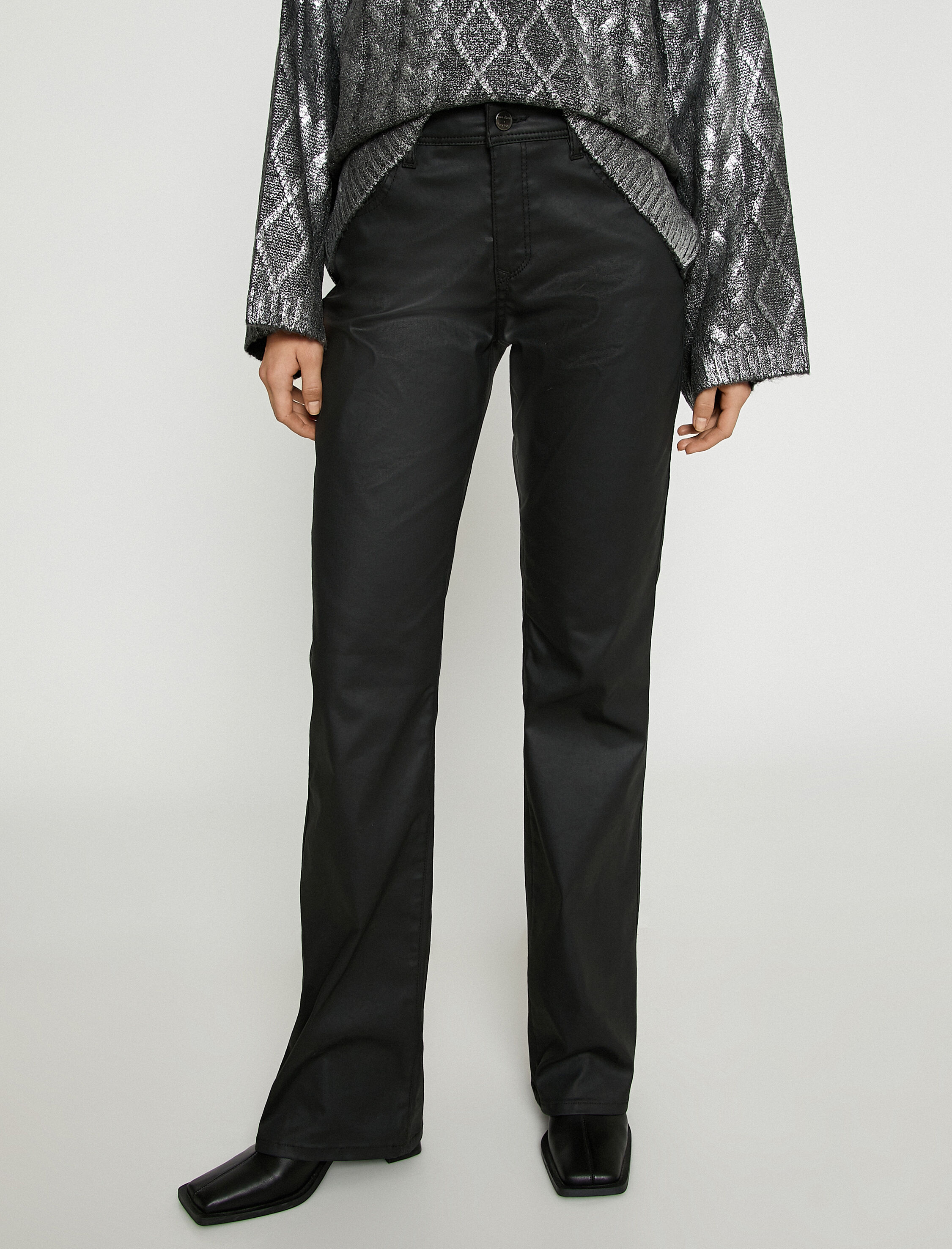   İspanyol Paça Suni Deri Pantolon