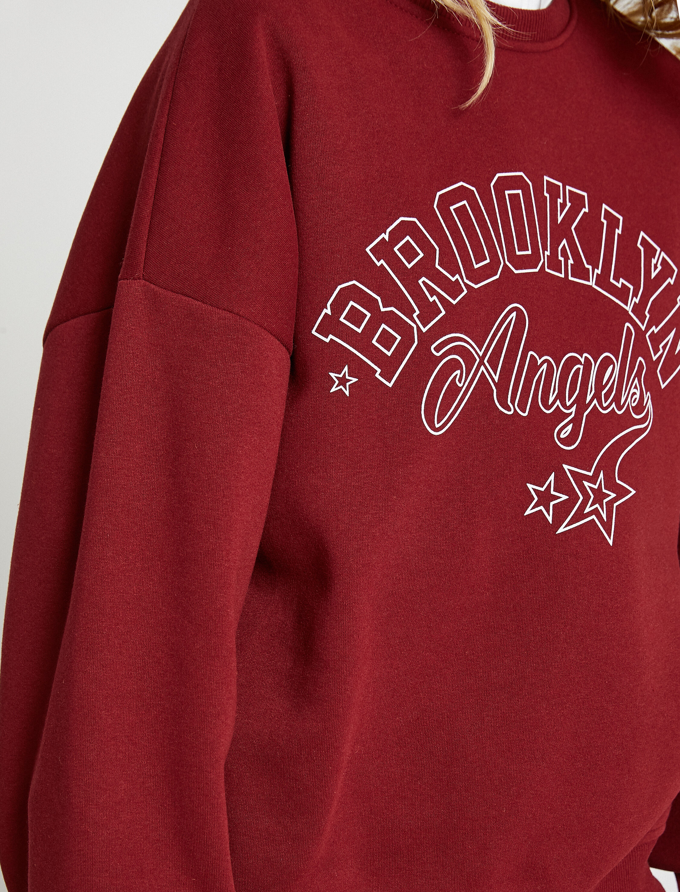 Kolej Sweatshirt Bisiklet Yaka Baskılı  İçi Polarlı
