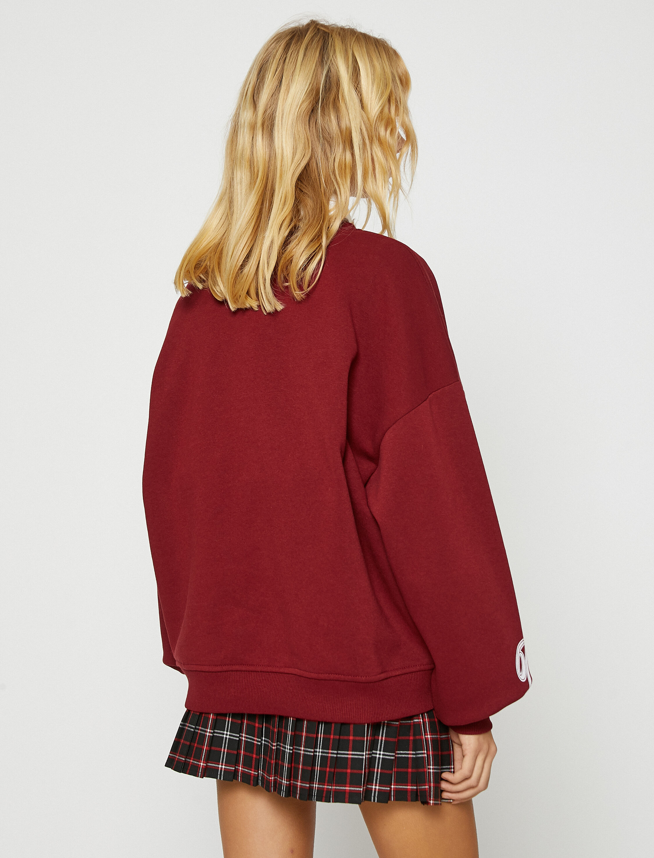 Kolej Sweatshirt Bisiklet Yaka Baskılı  İçi Polarlı