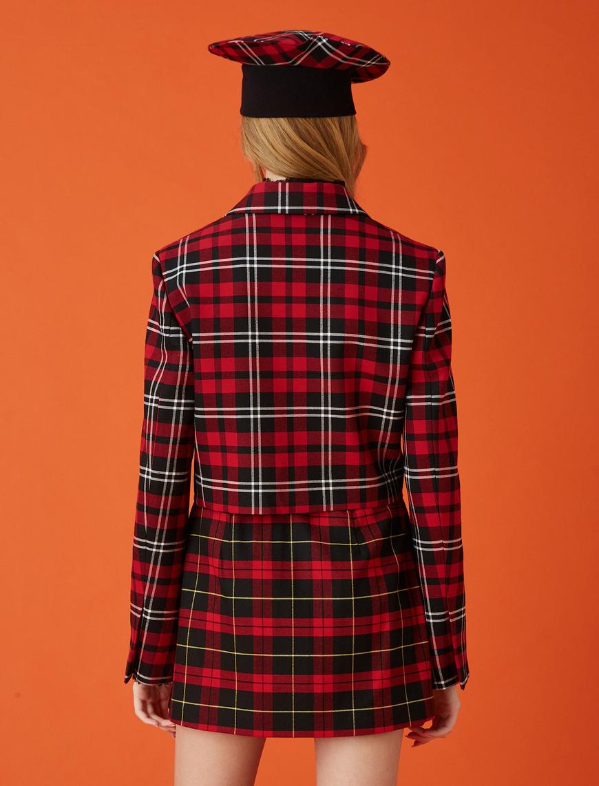   Taş Detaylı Kruvaze Crop Blazer Ceket