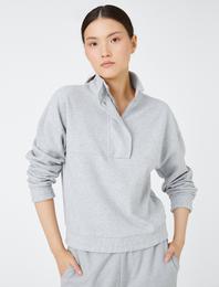 Dik Yaka Sweatshirt Yarım Fermuarlı