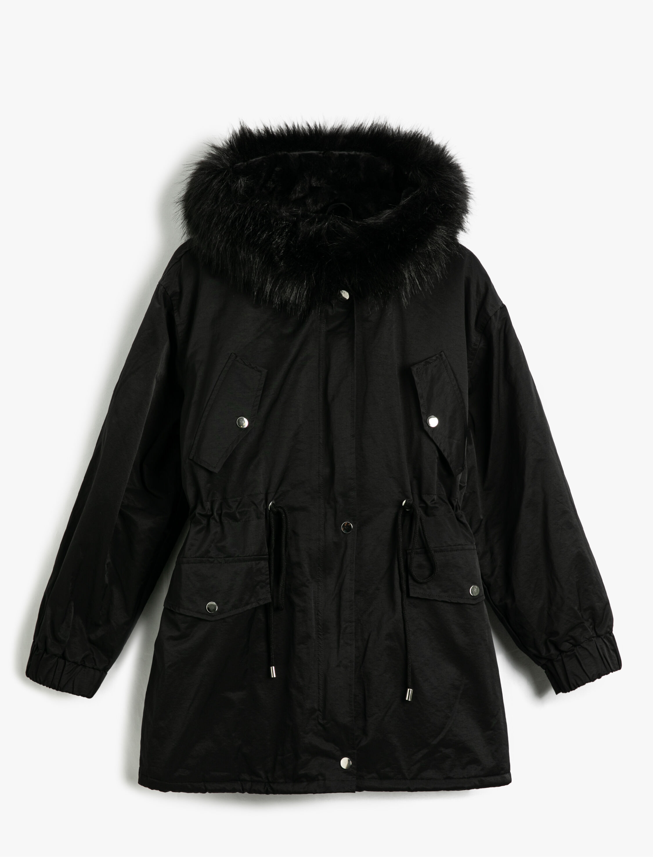   Kapüşonlu Parka Suni Kürk Detaylı