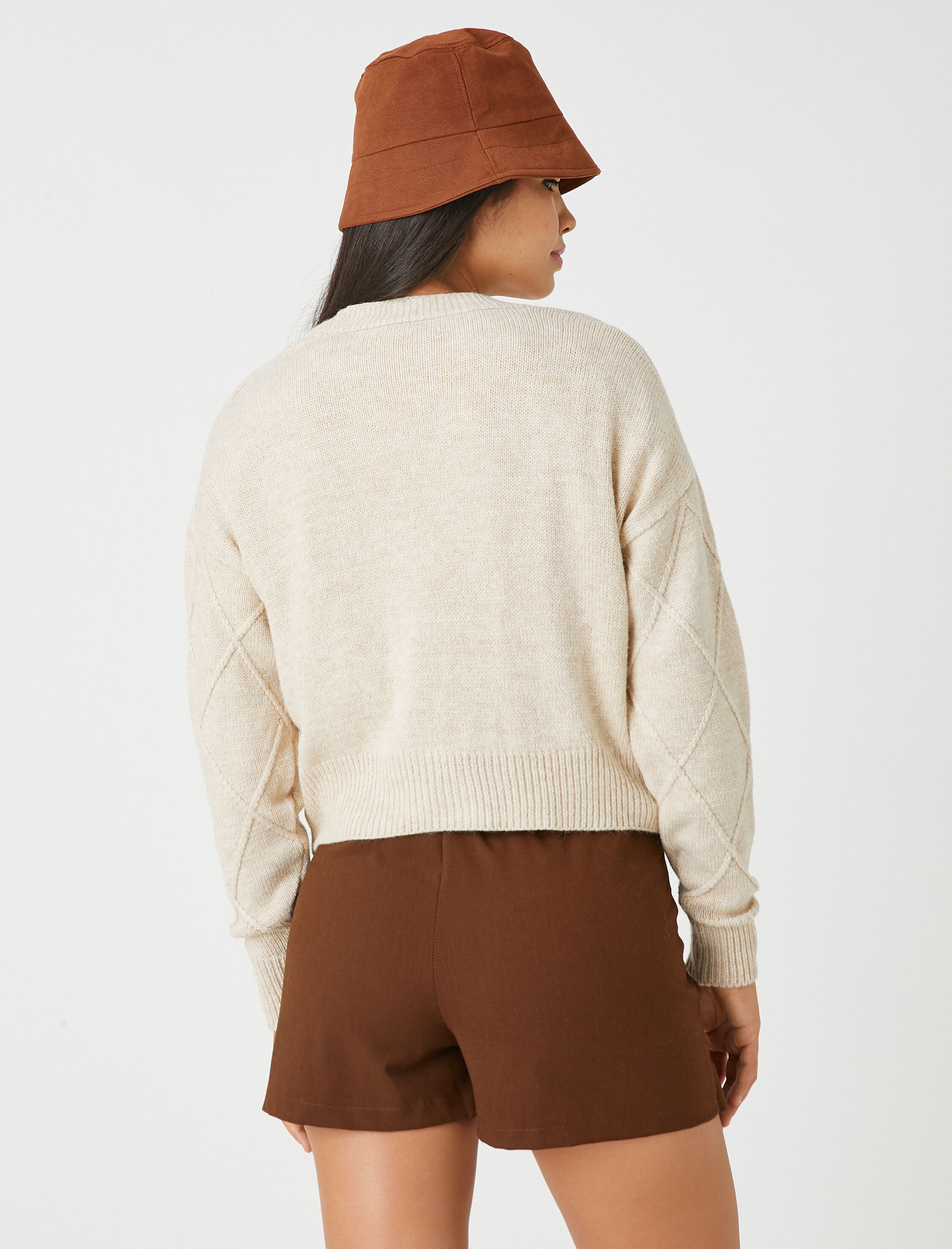   Crop Hırka V Yaka Düğmeli