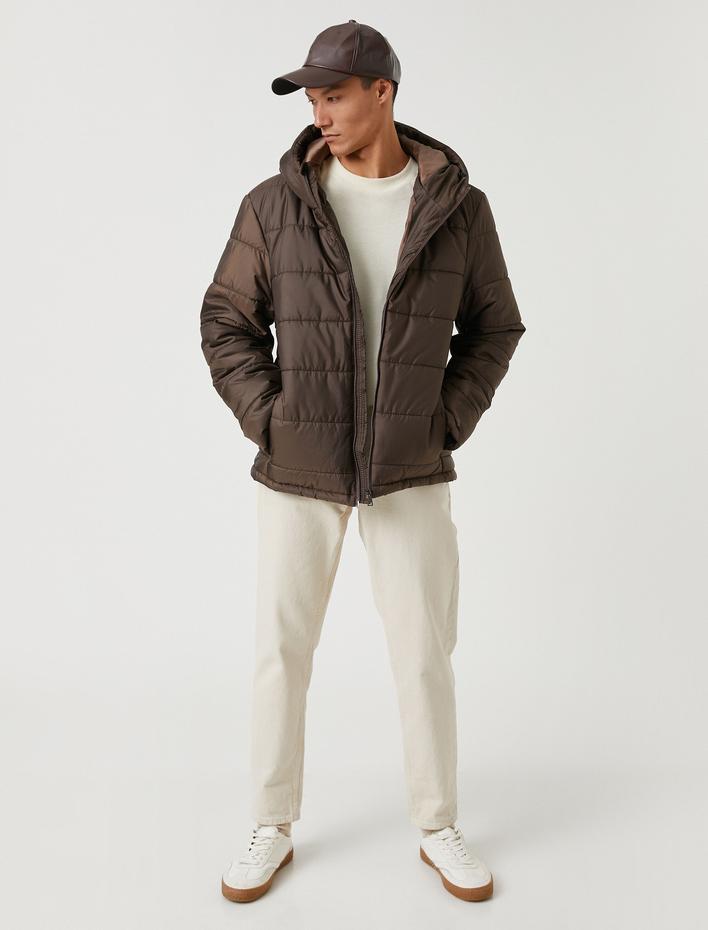  Basic Şişme Mont Kapşonlu Cep Detaylı Fermuarlı Su Geçirmez