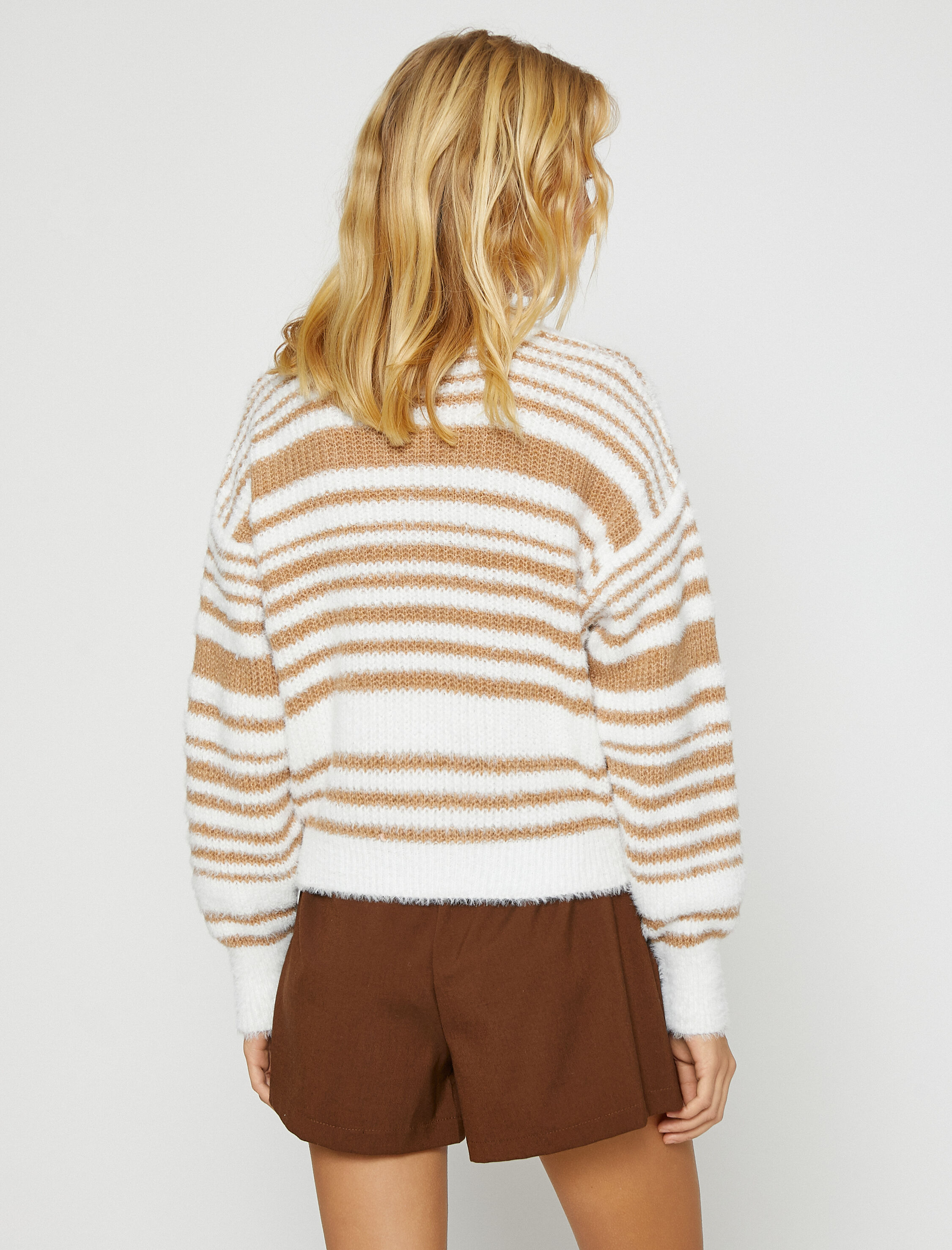   Crop Triko Kazak Bisiklet Yaka Uzun Kollu