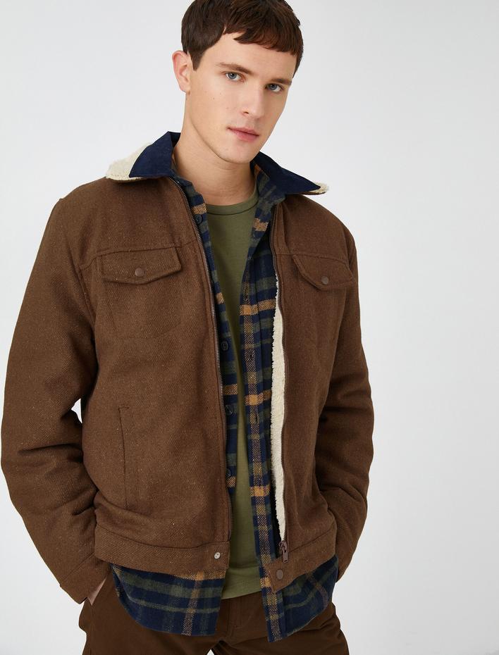  Yaka Detaylı Ceket Fermuarlı Çok Cepli