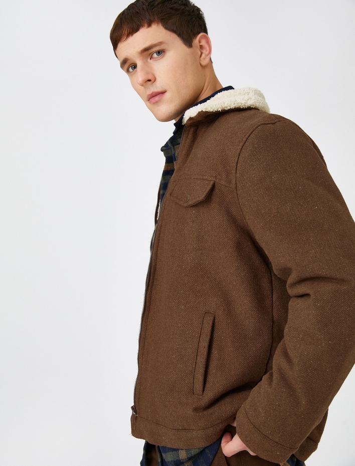  Yaka Detaylı Ceket Fermuarlı Çok Cepli