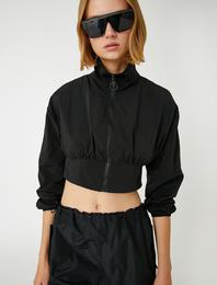 Crop Fermuarlı Bomber Ceket