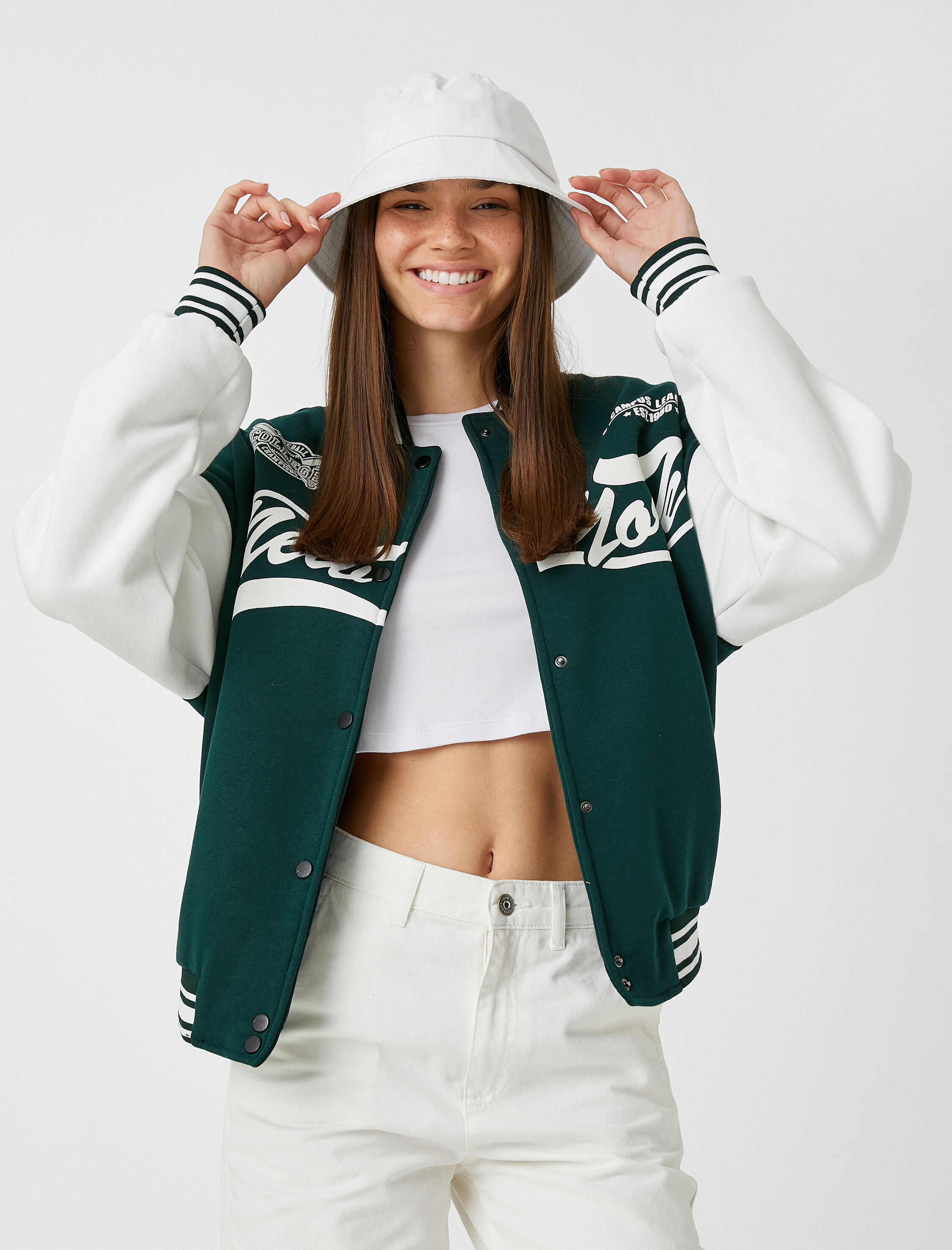 Baskılı Pilot Ceket Ribanalı Çıtçıt Kapama İçi Polarlı