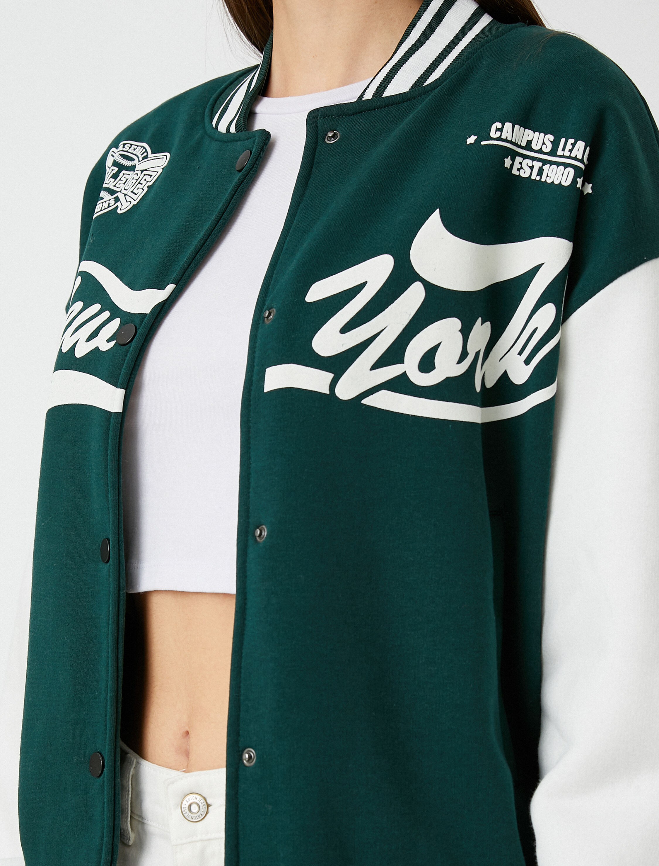 Baskılı Pilot Ceket Ribanalı Çıtçıt Kapama İçi Polarlı