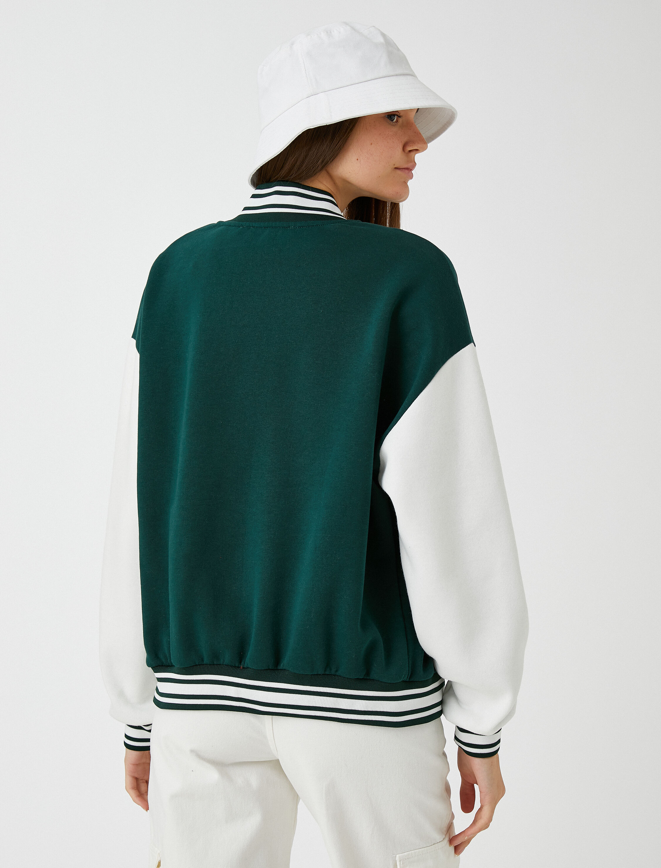 Baskılı Pilot Ceket Ribanalı Çıtçıt Kapama İçi Polarlı