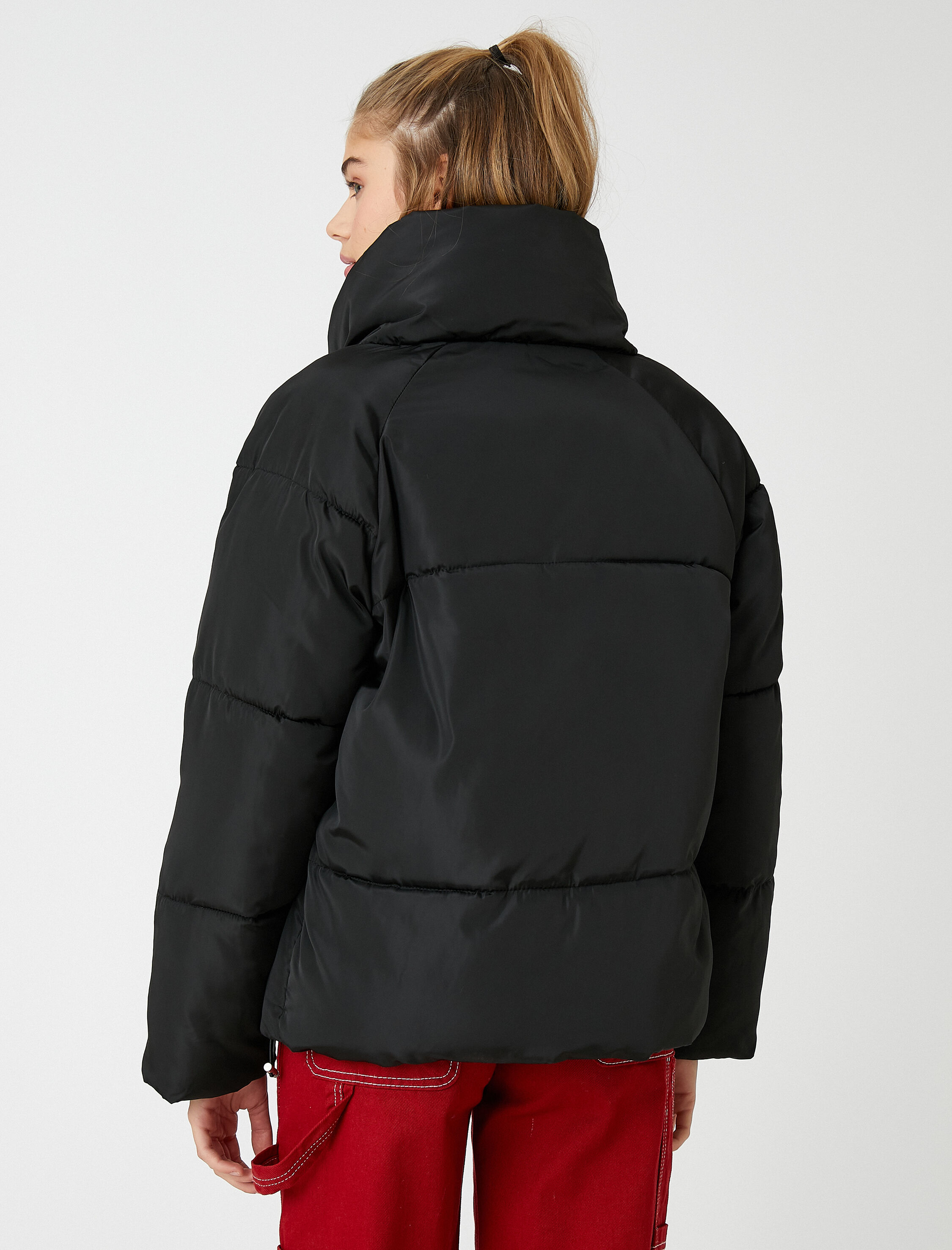   Şişme Mont Dik Yaka Oversize