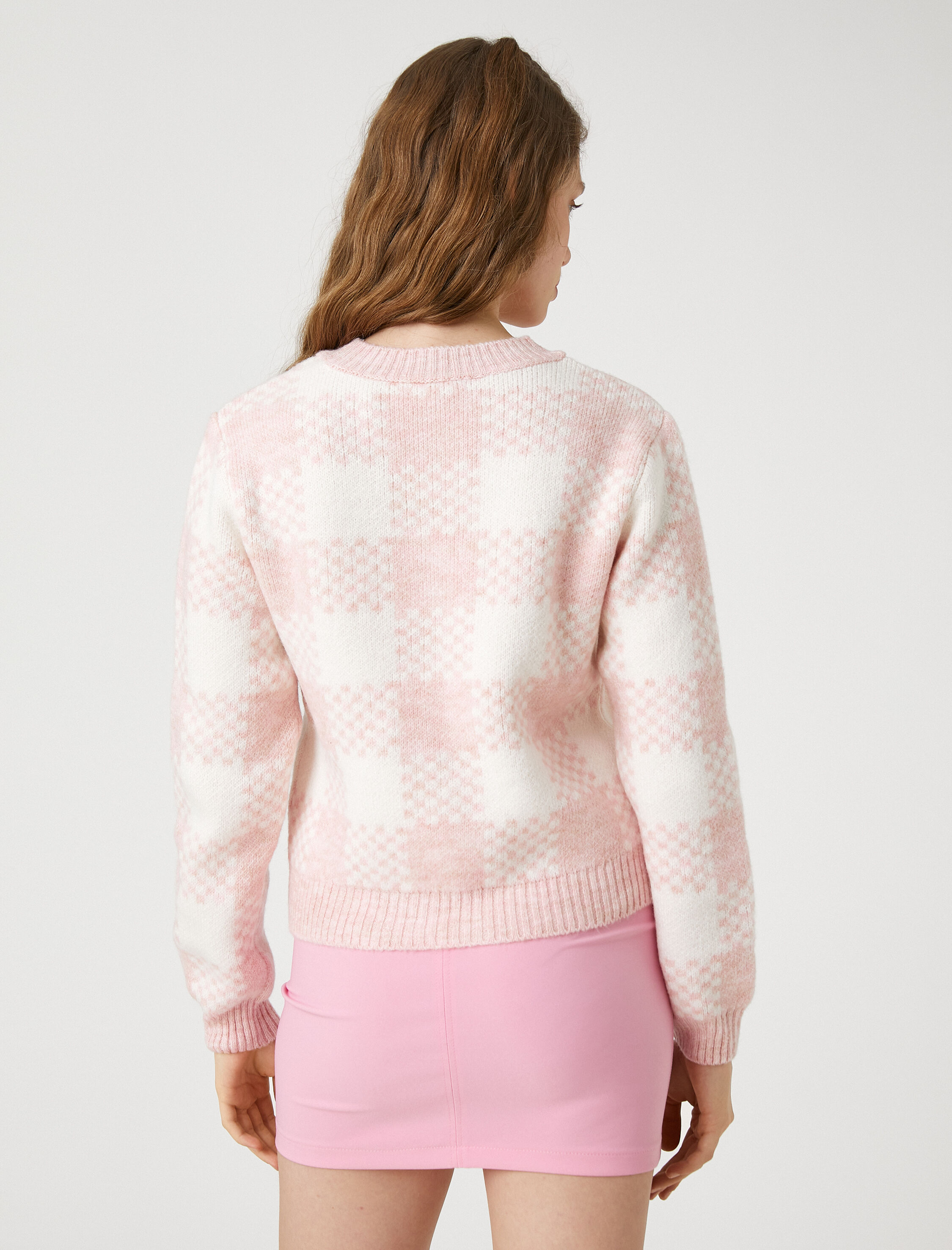   Örgü Kazak Bisiklet Yaka Uzun Kollu Desenli