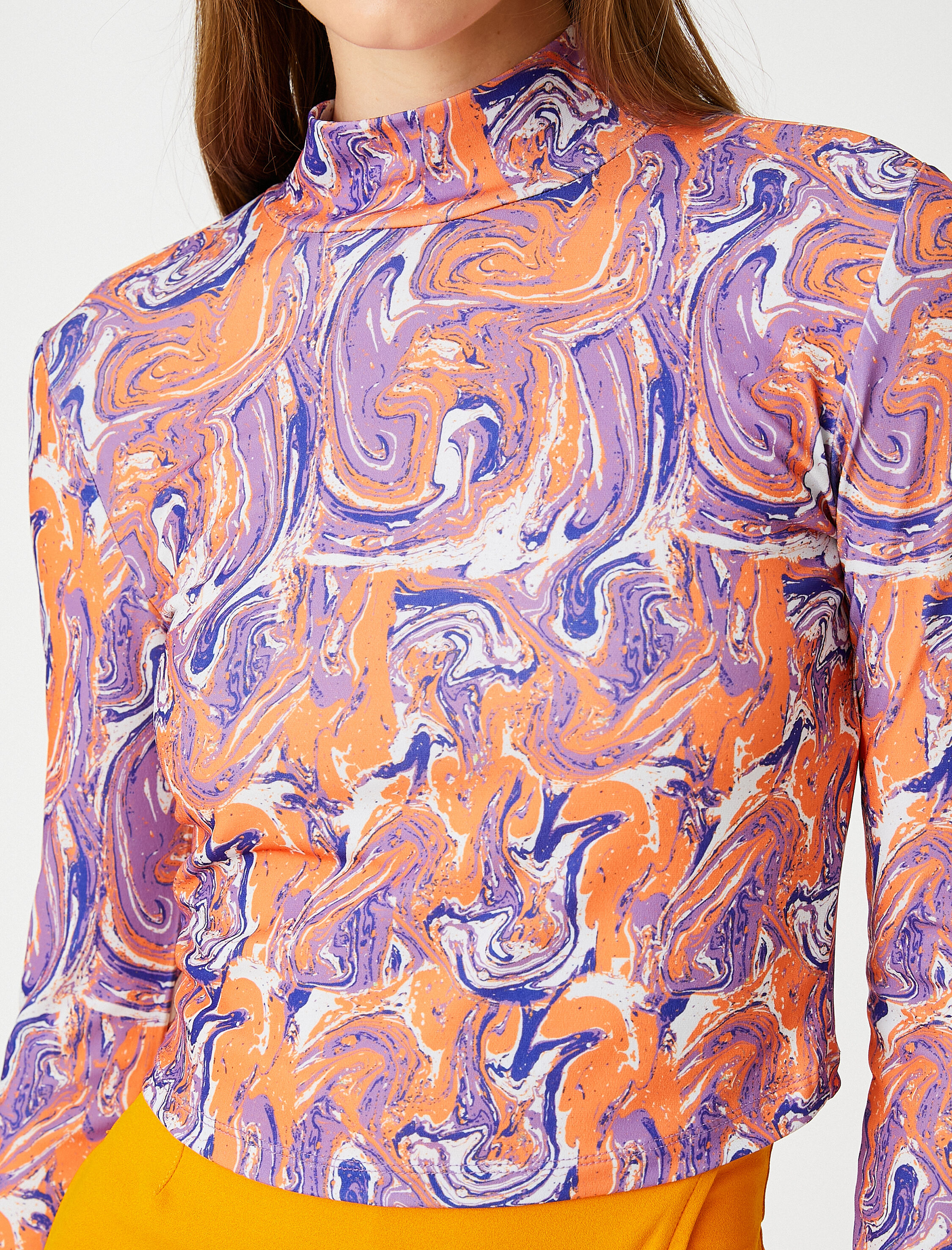 Uzun Kollu Tişört Yarım Balıkçı Yaka