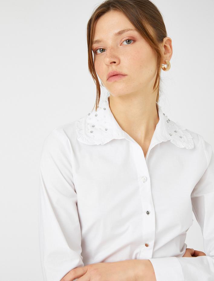  Taşlı Gömlek Relax Fit Bebe Yaka