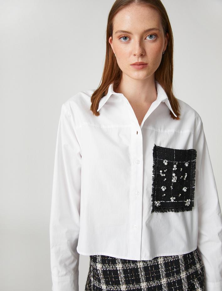  Crop Gömlek Tüvit Cep Detaylı