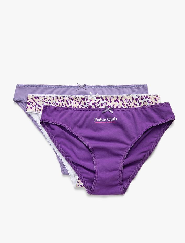  Pamuklu Külot Hipster 3'lü Paket Desenli Kurdele Detaylı