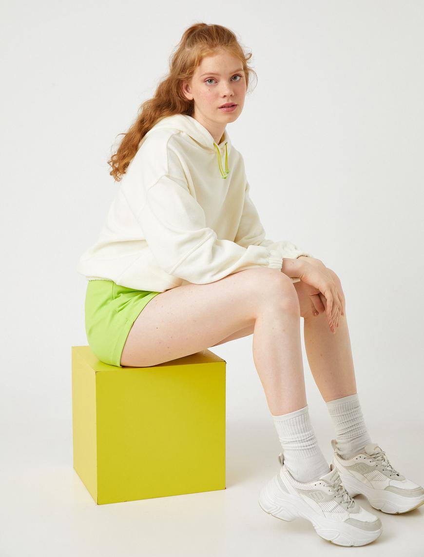   Polar Sweatshirt Kapüşonlu Beli Lastikli