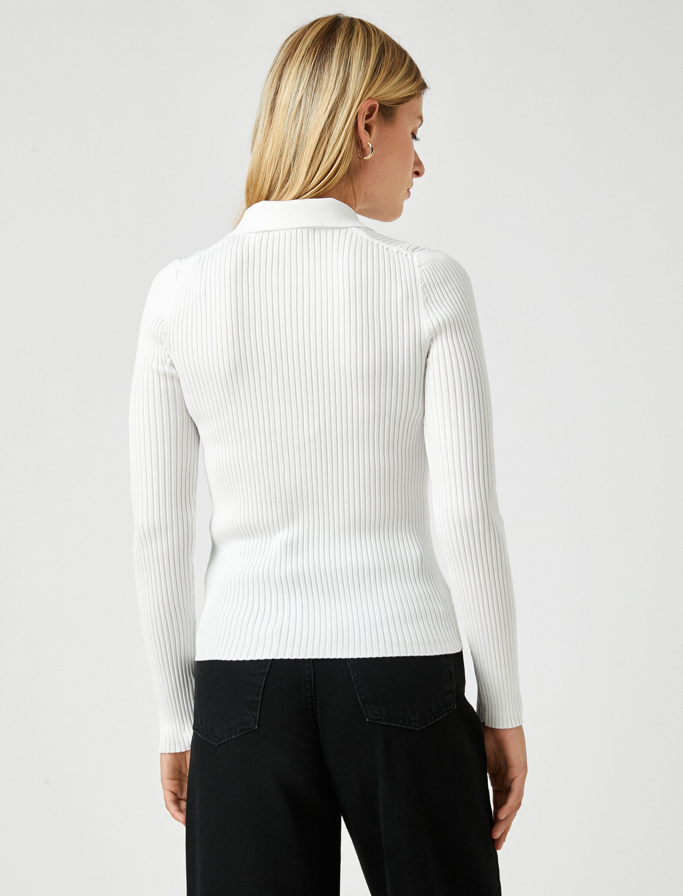   Polo Yaka Çıtçıtlı Triko Kazak