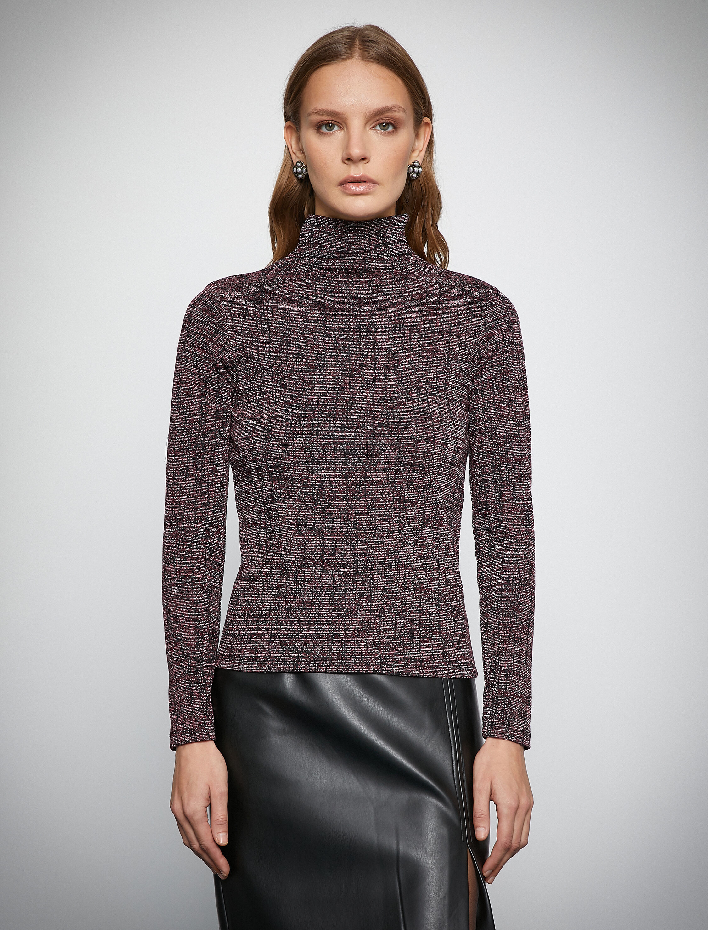   Melis Ağazat X Koton - Simli Uzun Kollu Boğazlı Tişört