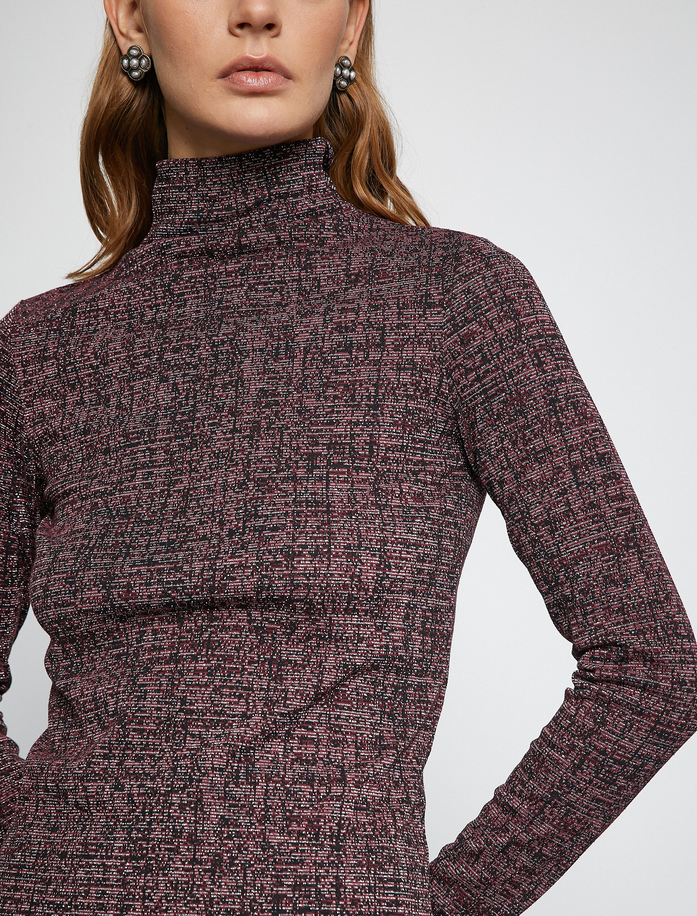   Melis Ağazat X Koton - Simli Uzun Kollu Boğazlı Tişört