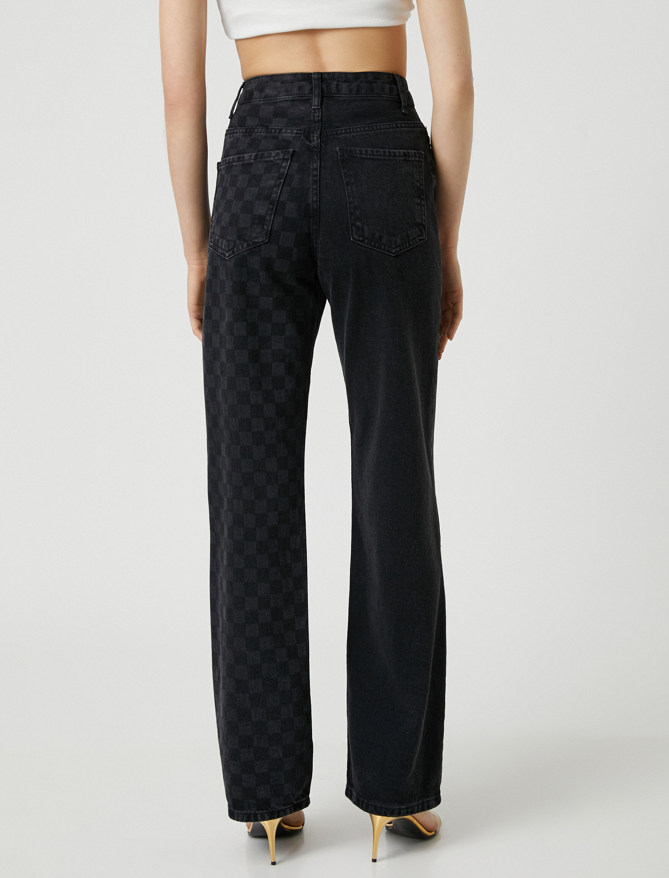   Renk Bloklu Kot Pantolon Düz Paça - Nora Jean