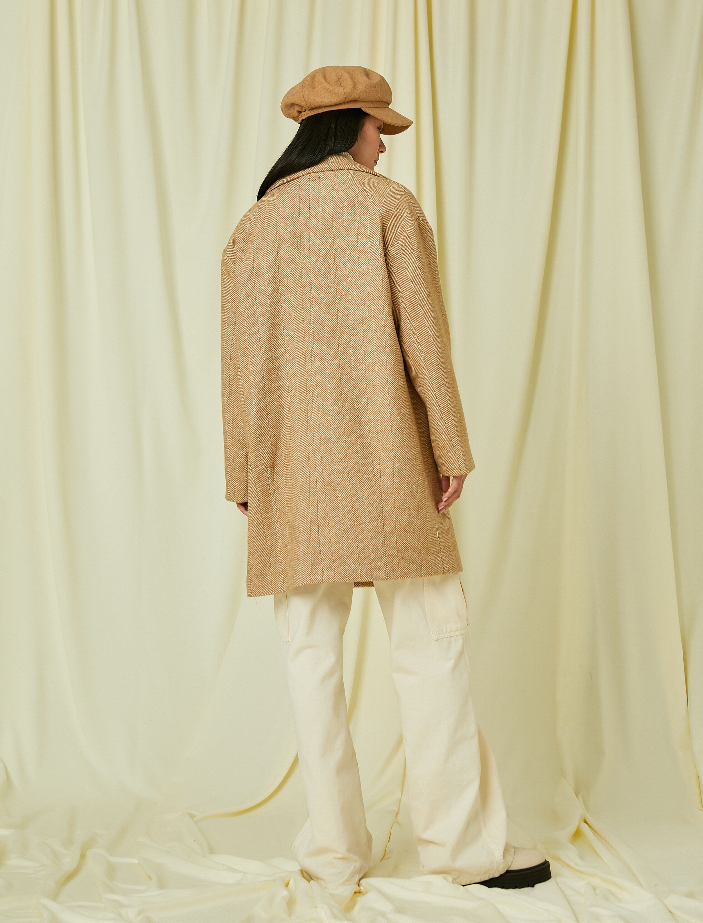 Kruvaze Düğmeli Kaban Yün Karışımlı